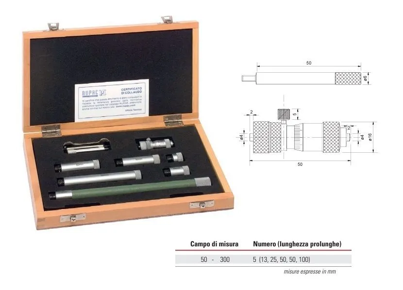 C2790000 Micrometri RUPAC per interni centesimali, esecuzione componibile Serie MicroMet con campi di misura a scelta