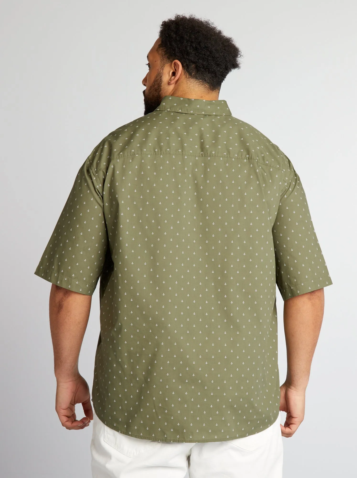 Camicia a maniche corte 'palme' - KAKI