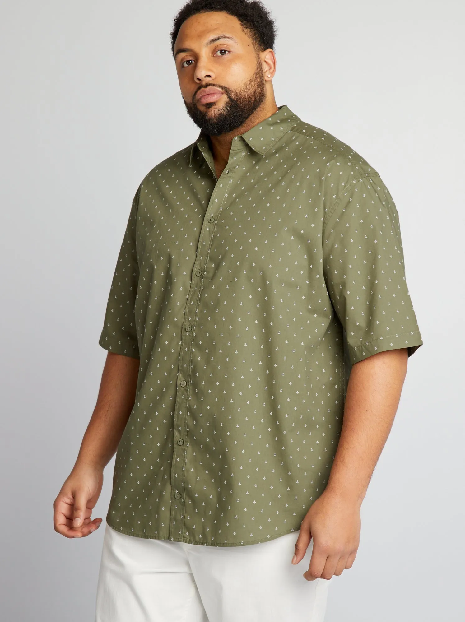 Camicia a maniche corte 'palme' - KAKI