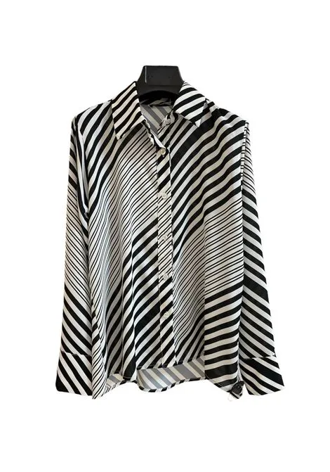 Camicia donna georgette nero righe