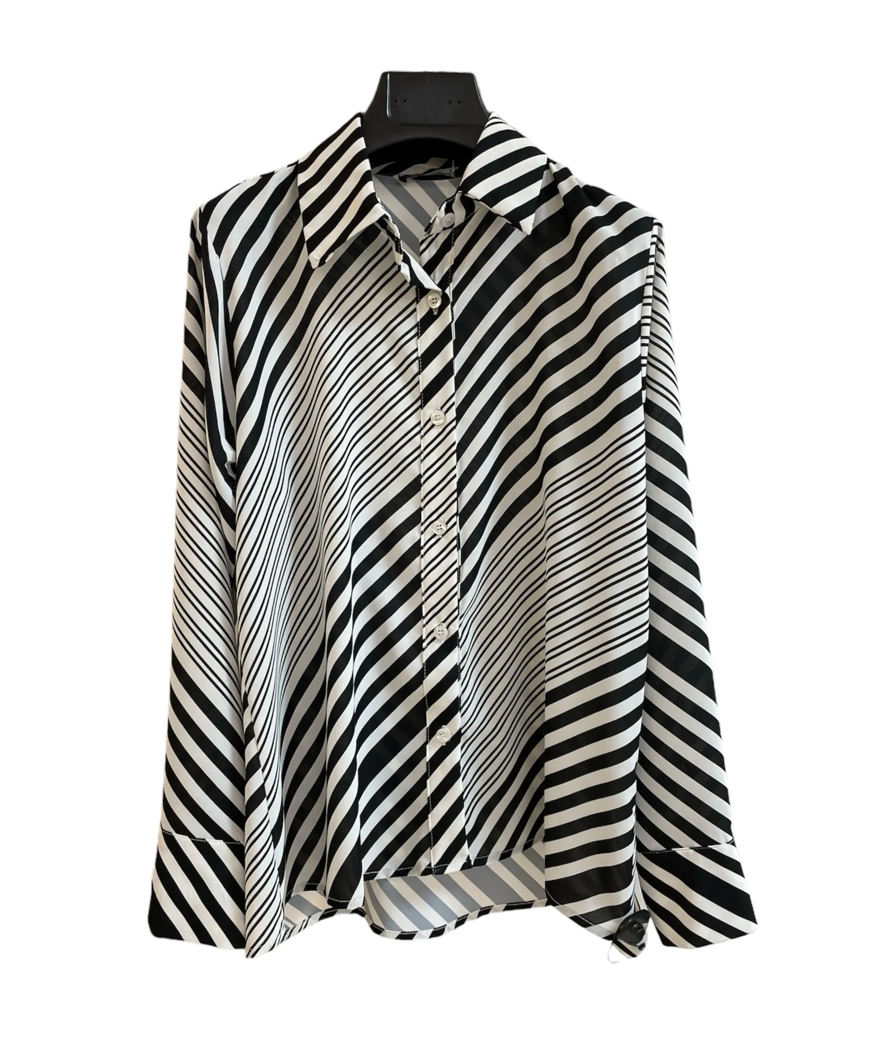 Camicia donna georgette nero righe