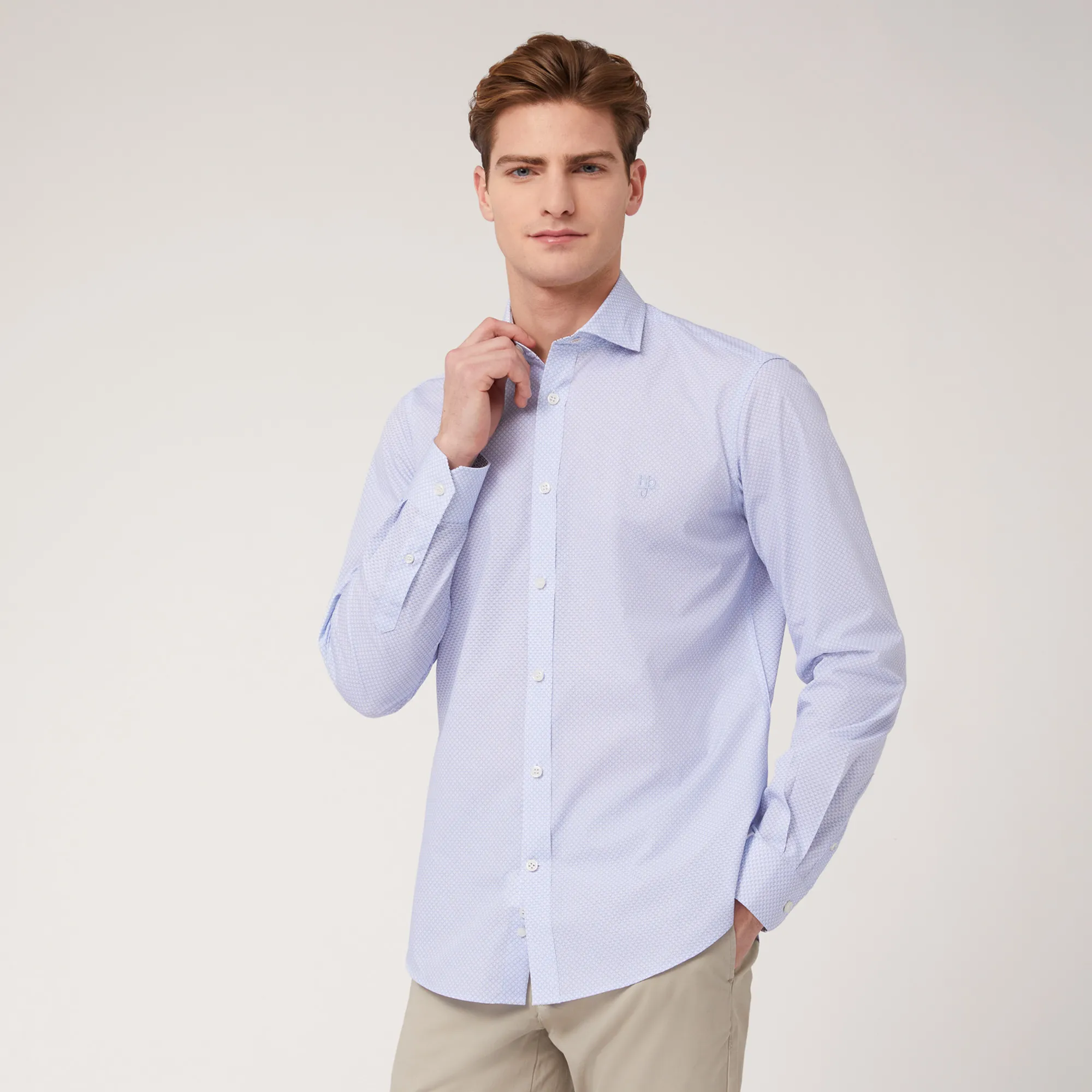 Camicia Narrow Micro Motivo in Blu: Nuovi arrivi Di Lusso | Harmont & Blaine®