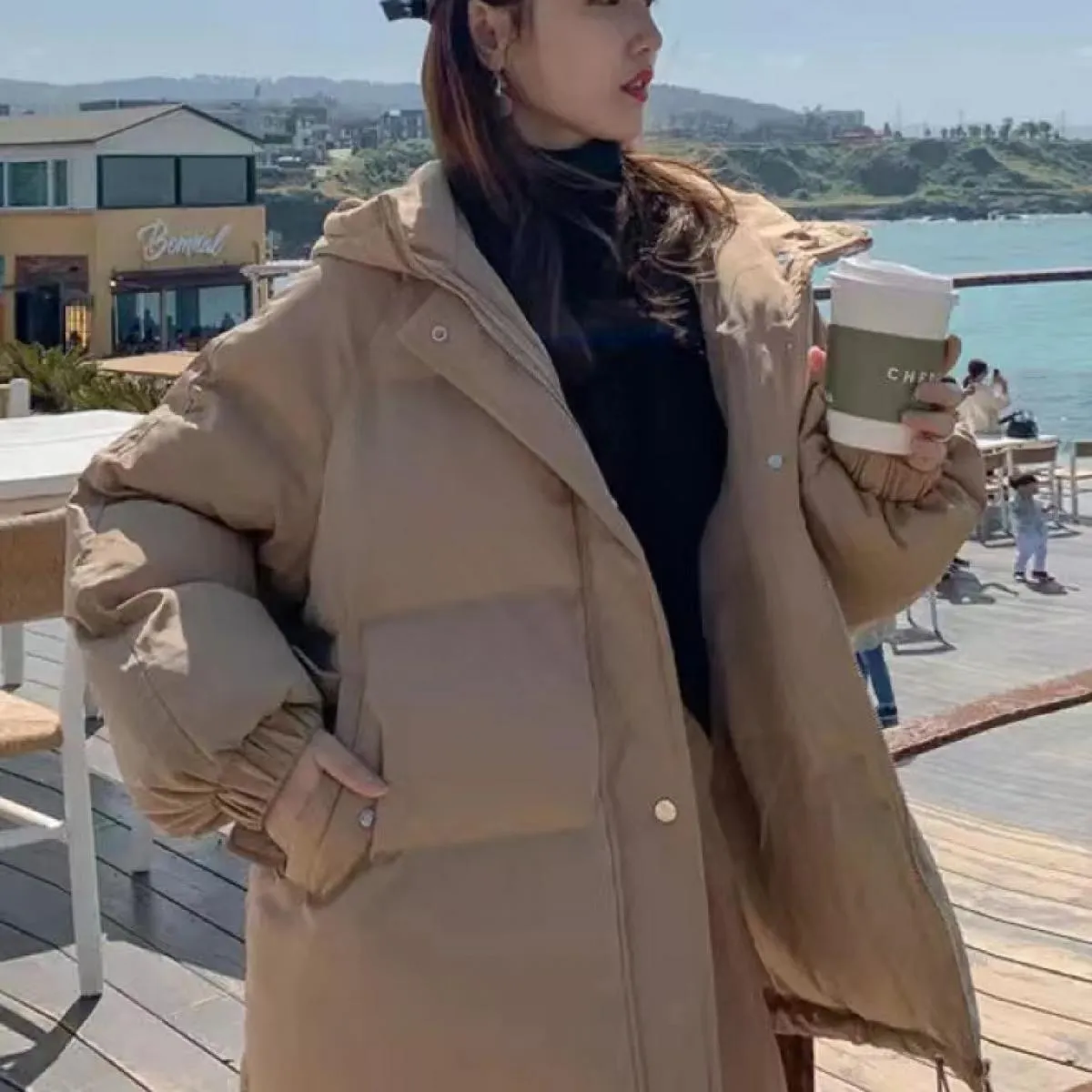 Cappotto autunnale in cotone Parka femminile 2023 Parka con cappuccio allentato casual autunno inverno