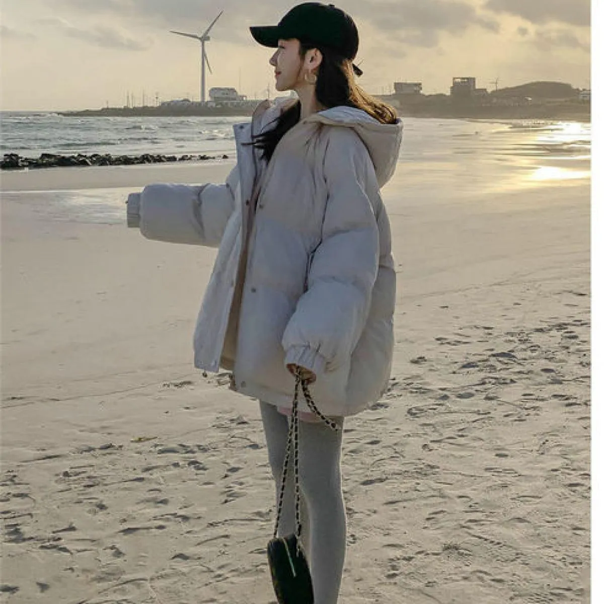 Cappotto autunnale in cotone Parka femminile 2023 Parka con cappuccio allentato casual autunno inverno