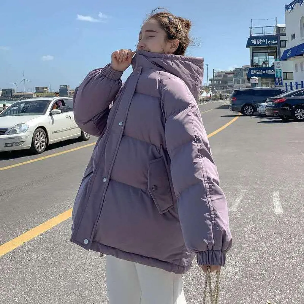 Cappotto autunnale in cotone Parka femminile 2023 Parka con cappuccio allentato casual autunno inverno