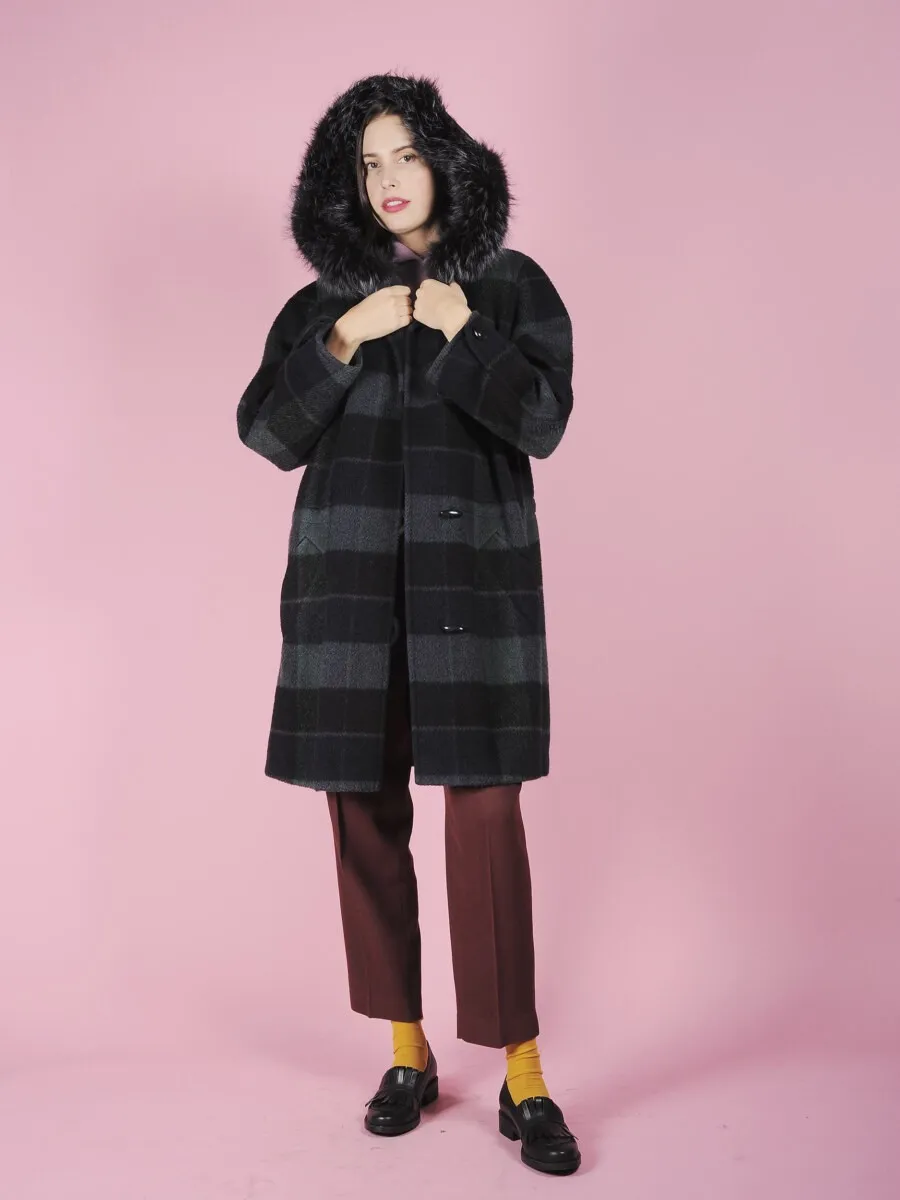 Cappotto scozzese con cappuccio