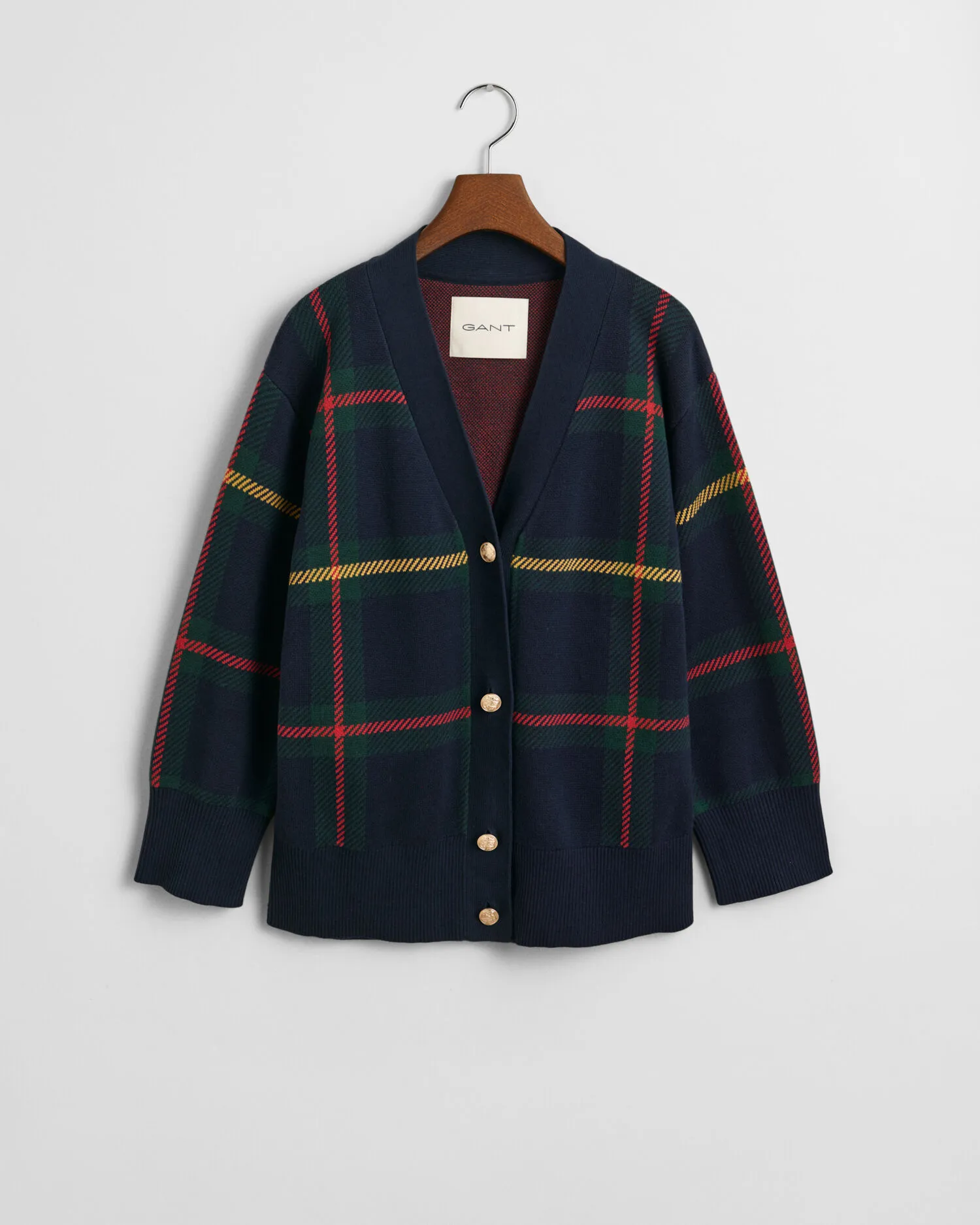 Cardigan a quadri con scollo a V    