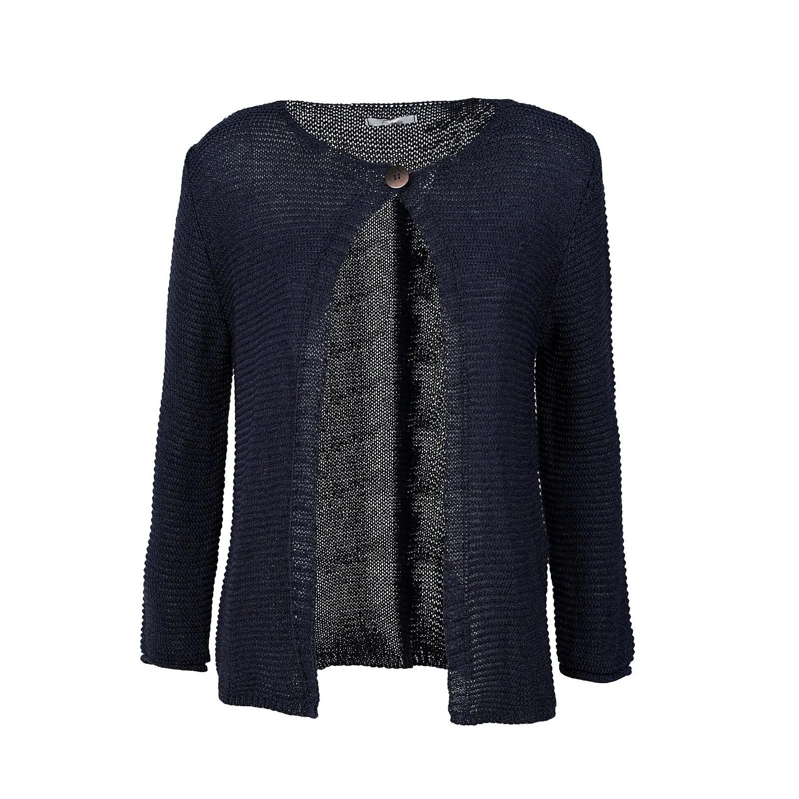 Cardigan blu scuro con maniche lunghe e bottone