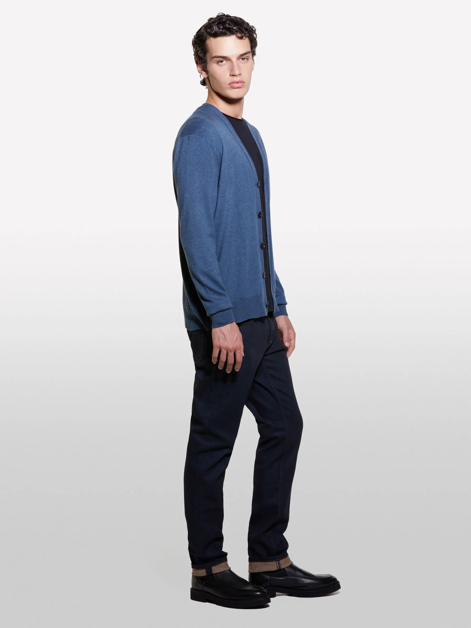 Cardigan blu scuro in maglia