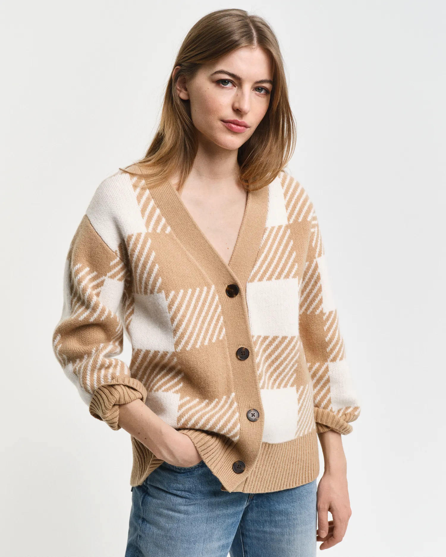 Cardigan con scollo a V Buffalo Checked    