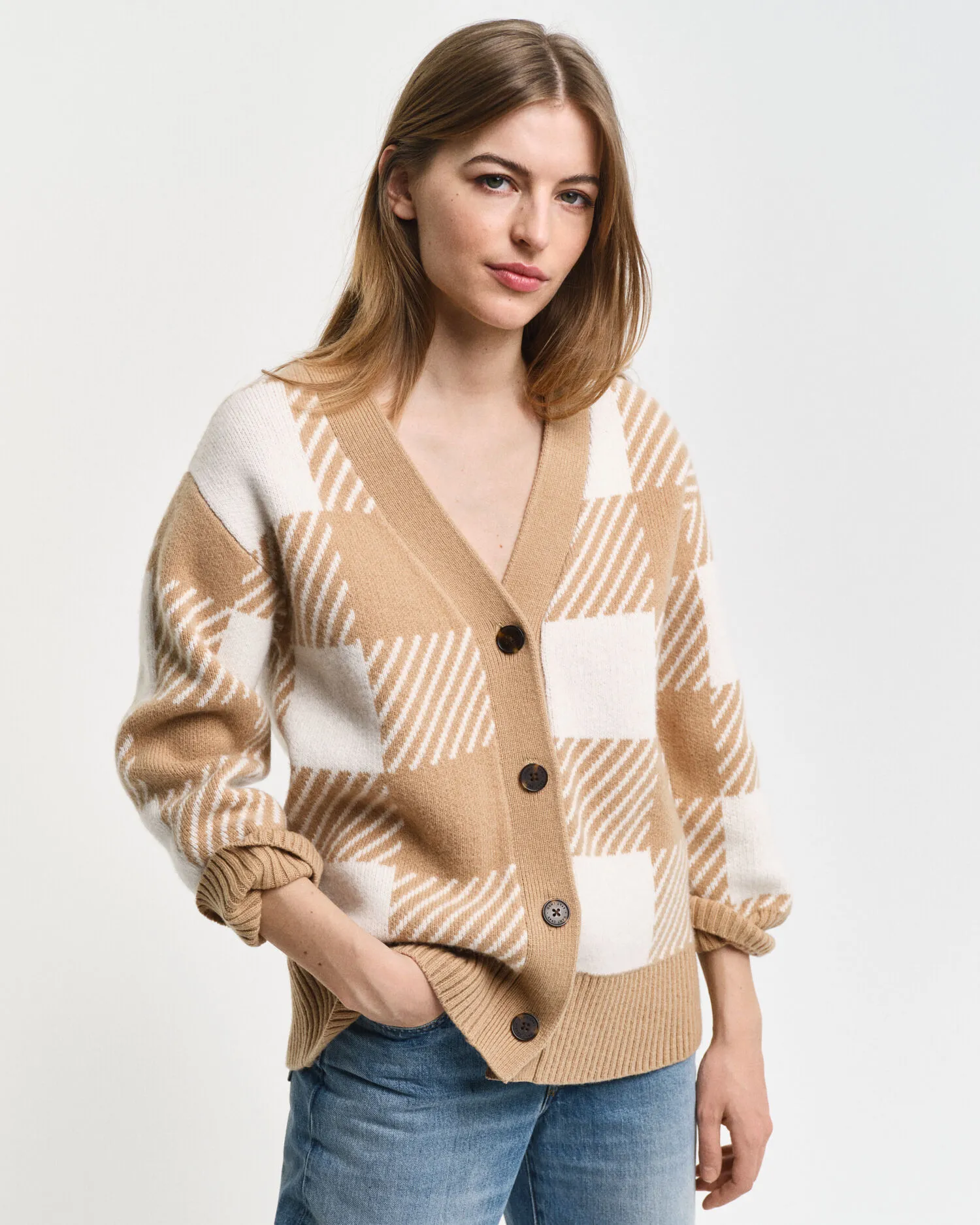 Cardigan con scollo a V Buffalo Checked    