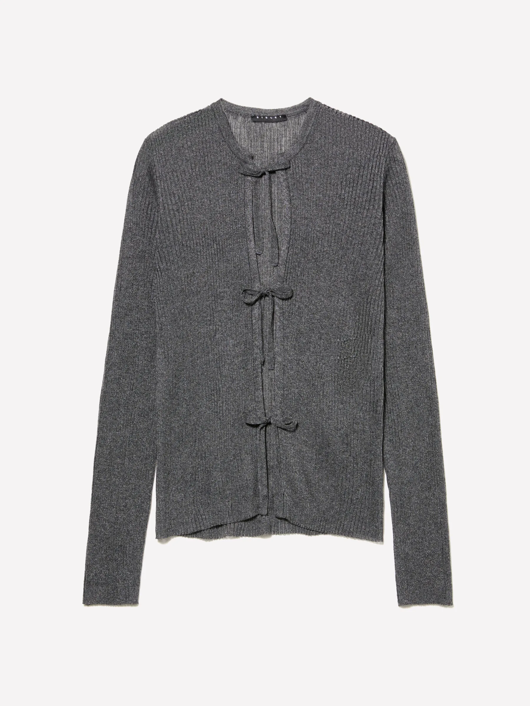 Cardigan grigio scuro con laccetti