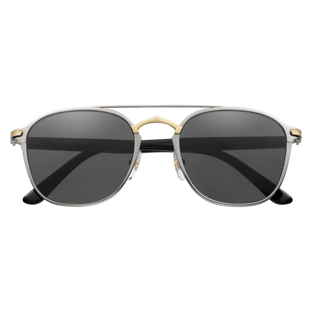 Cartier - Rettangolari - Metallo Nero Oro Rutenio Grigio - C de Cartier - Occhiali da Sole - Cartier Eyewear