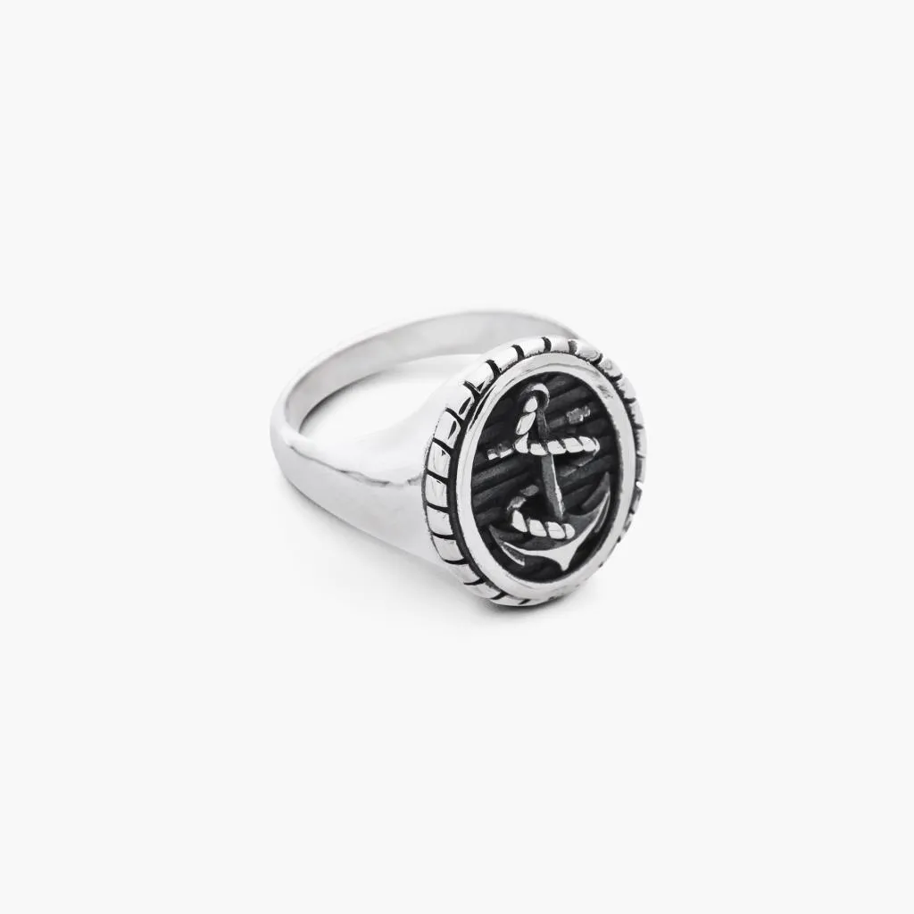 Chevalier ovale ancora con corda argento brunito lucido Nove25 Mis.23