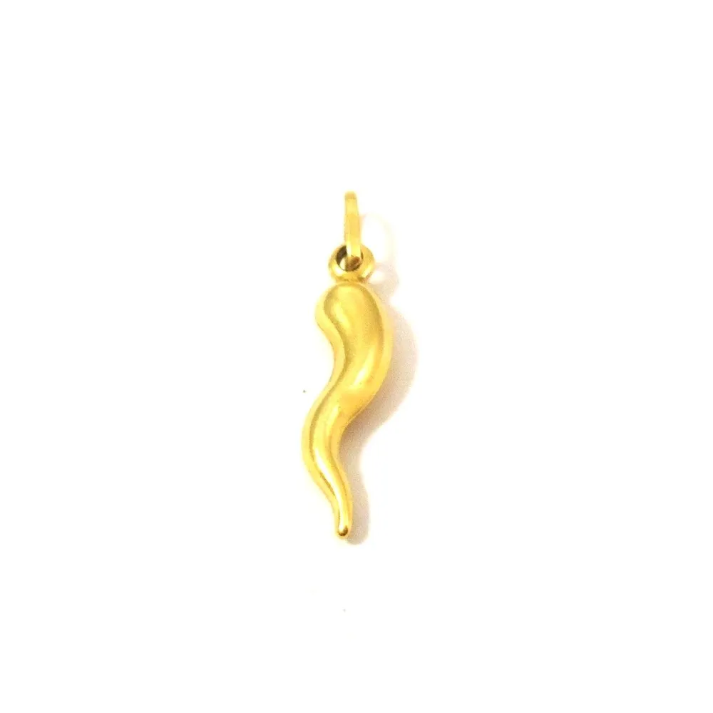 CIONDOLO CORNO PORTAFORTUNA IN ORO GIALLO + COLLANA LACCIO IN OMAGGIO