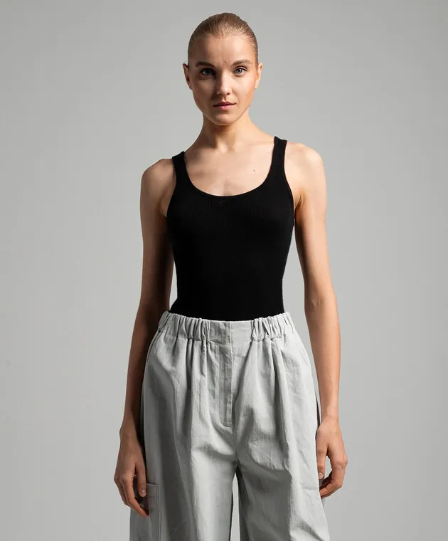 CO Top a coste in cashmere nero 8202BCM