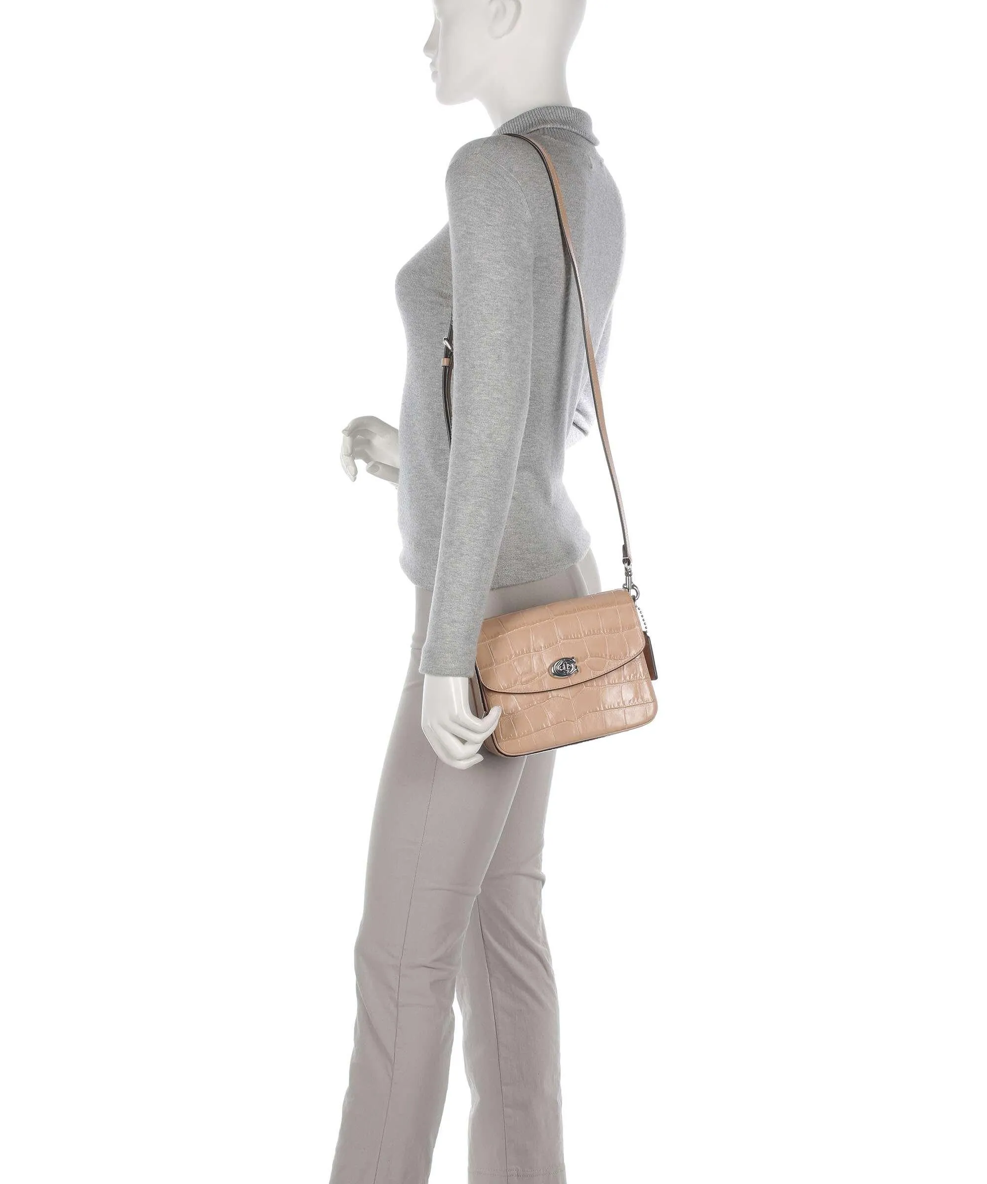  Coach Cassie 19 Borsa a mano pelle in rilievo marrone chiaro  
