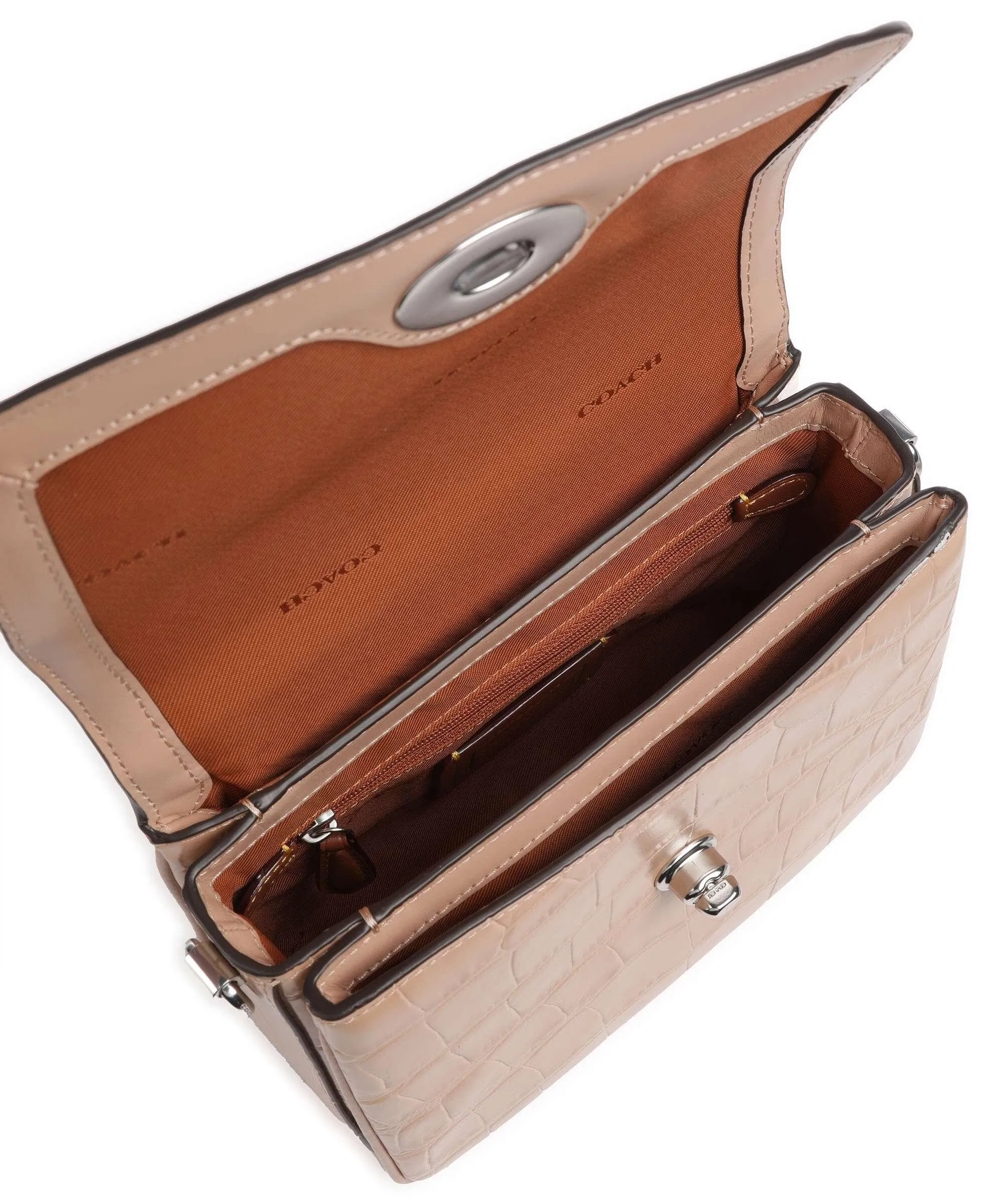  Coach Cassie 19 Borsa a mano pelle in rilievo marrone chiaro  