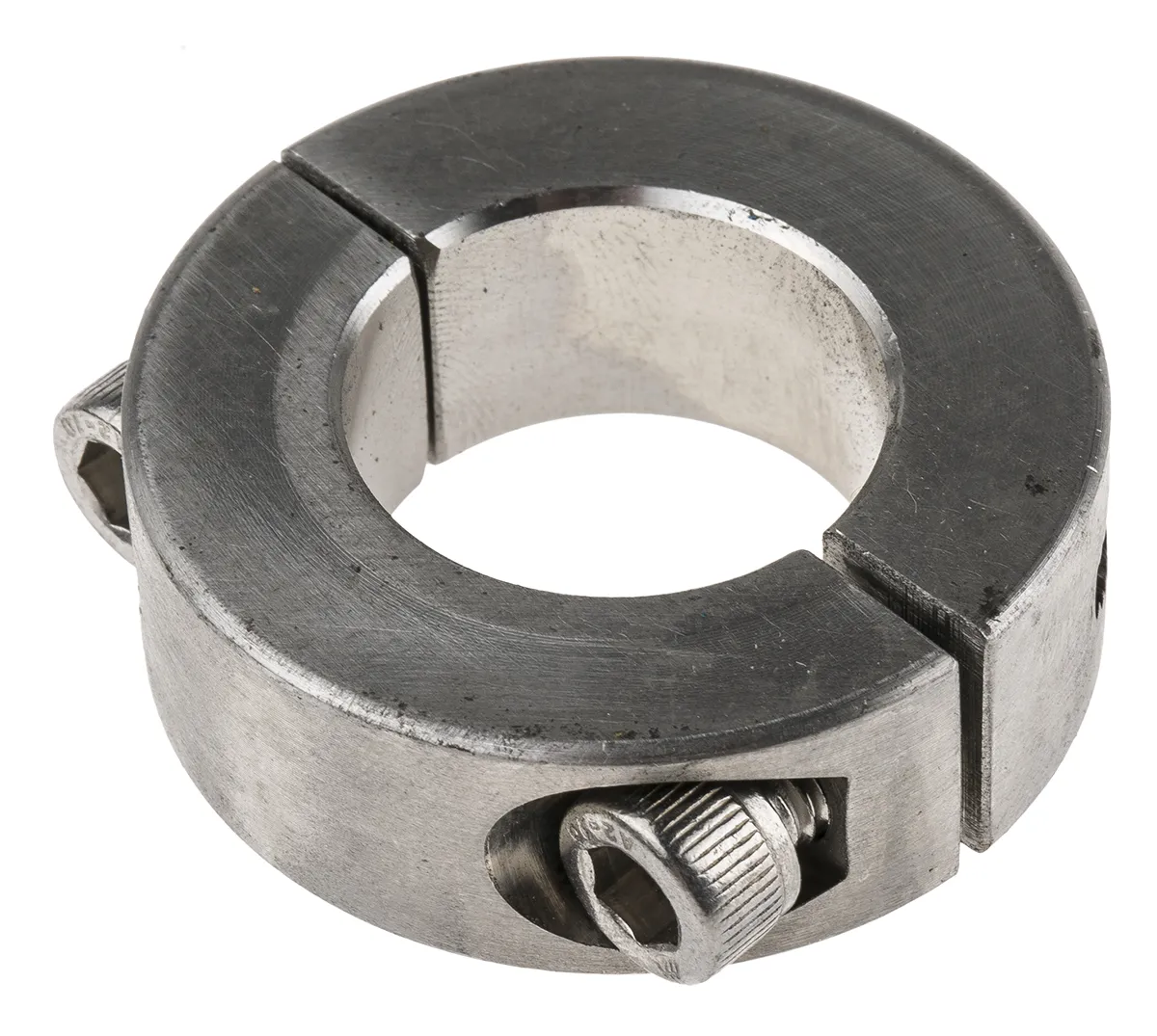 Collare per albero Huco 046202025, Due pezzi, Morsetto a vite, Ø asta 25mm, Ø esterno 45mm, foro M6 x 16, in Acciaio