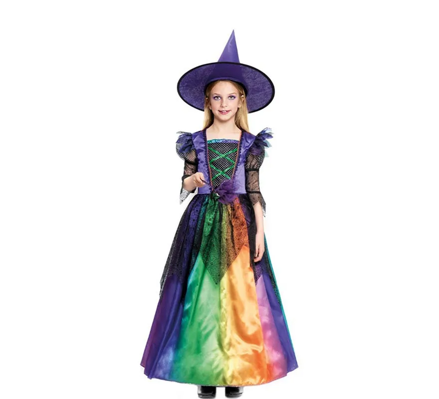 Costume da strega colorato per bambina