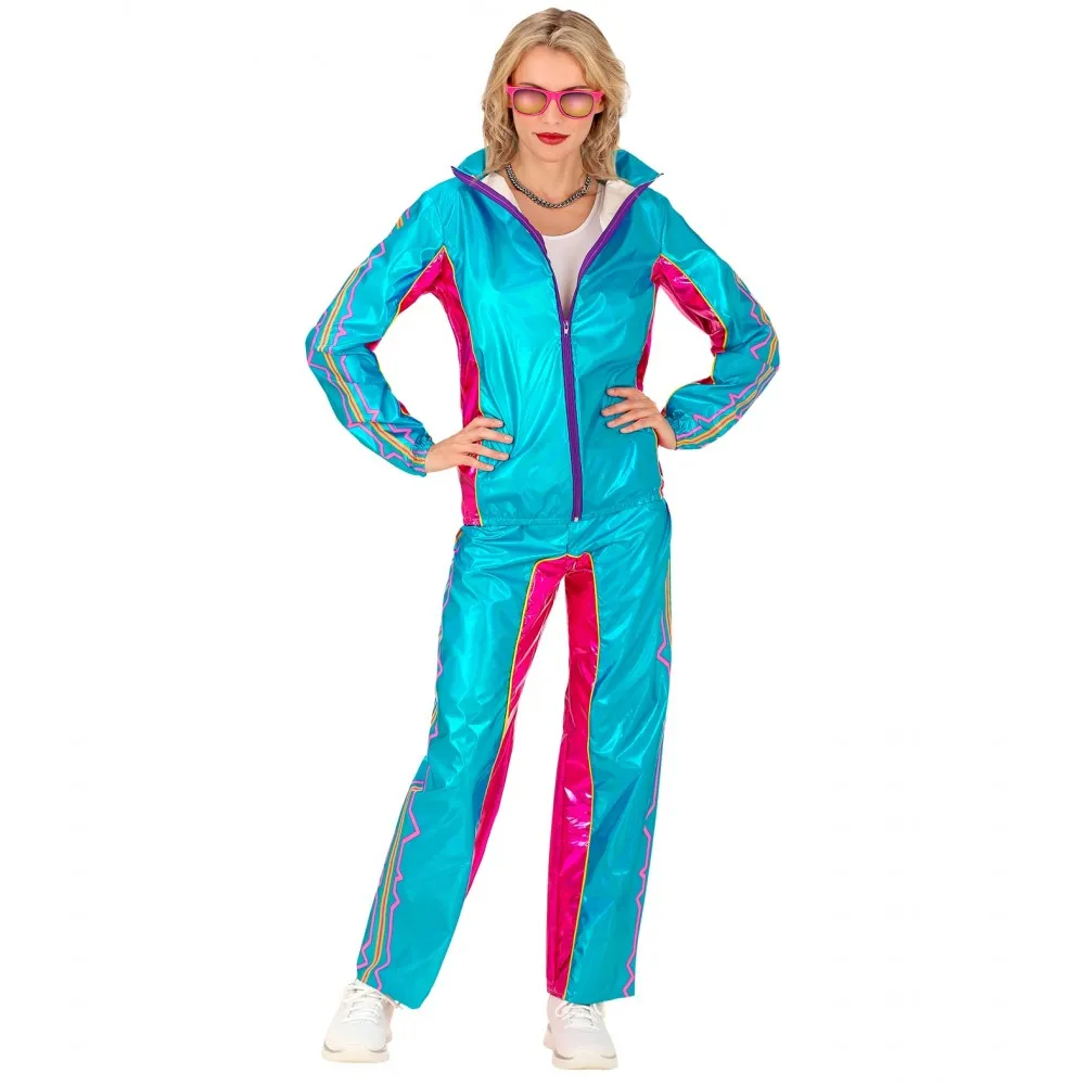 Costume Tuta Party Fashion Dance Azzurro Metallizzato Unisex per Feste a Tema Taglia XXL, Adulto