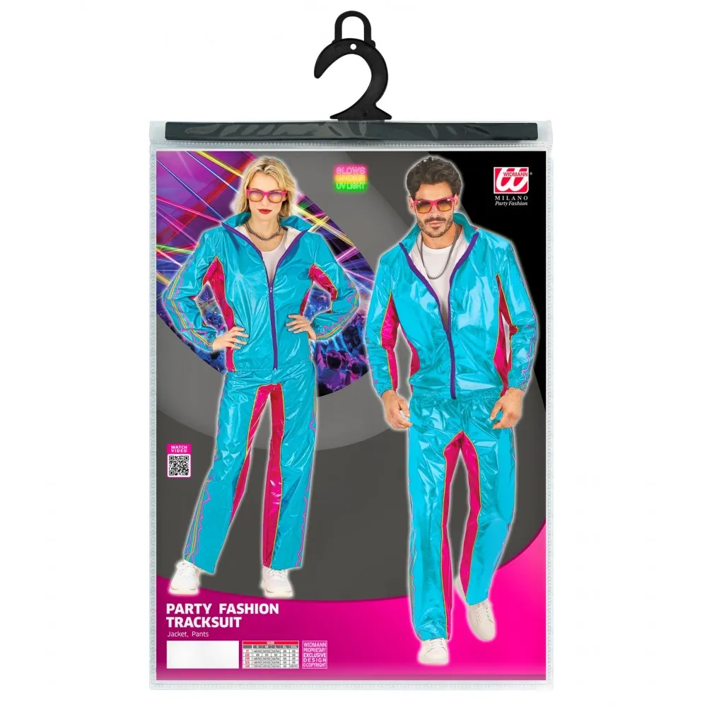 Costume Tuta Party Fashion Dance Azzurro Metallizzato Unisex per Feste a Tema Taglia XXL, Adulto