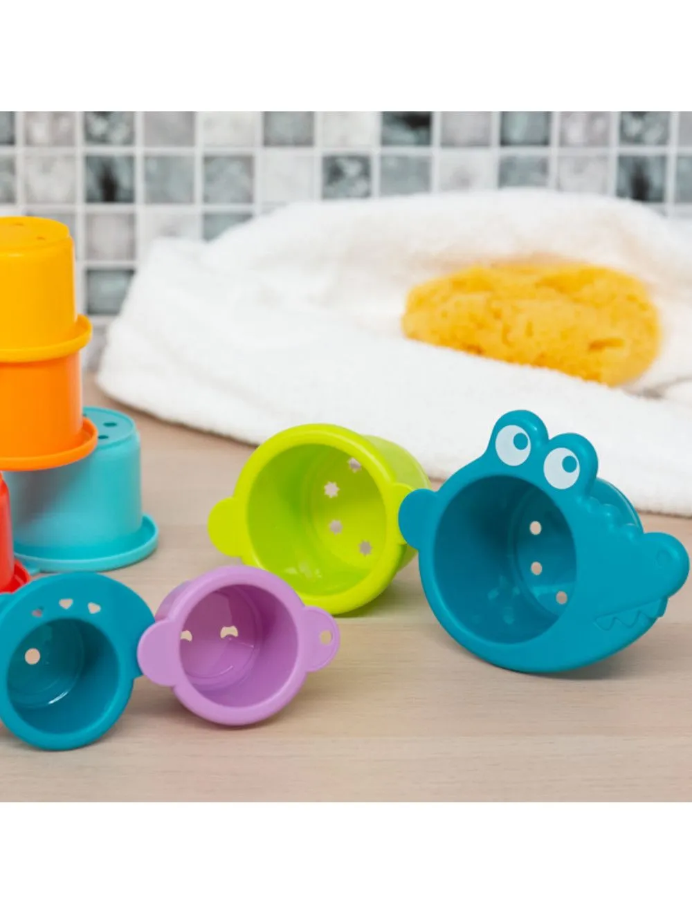  CUBI IMPILABILI COLORATI GIOCO DA BAGNO 
