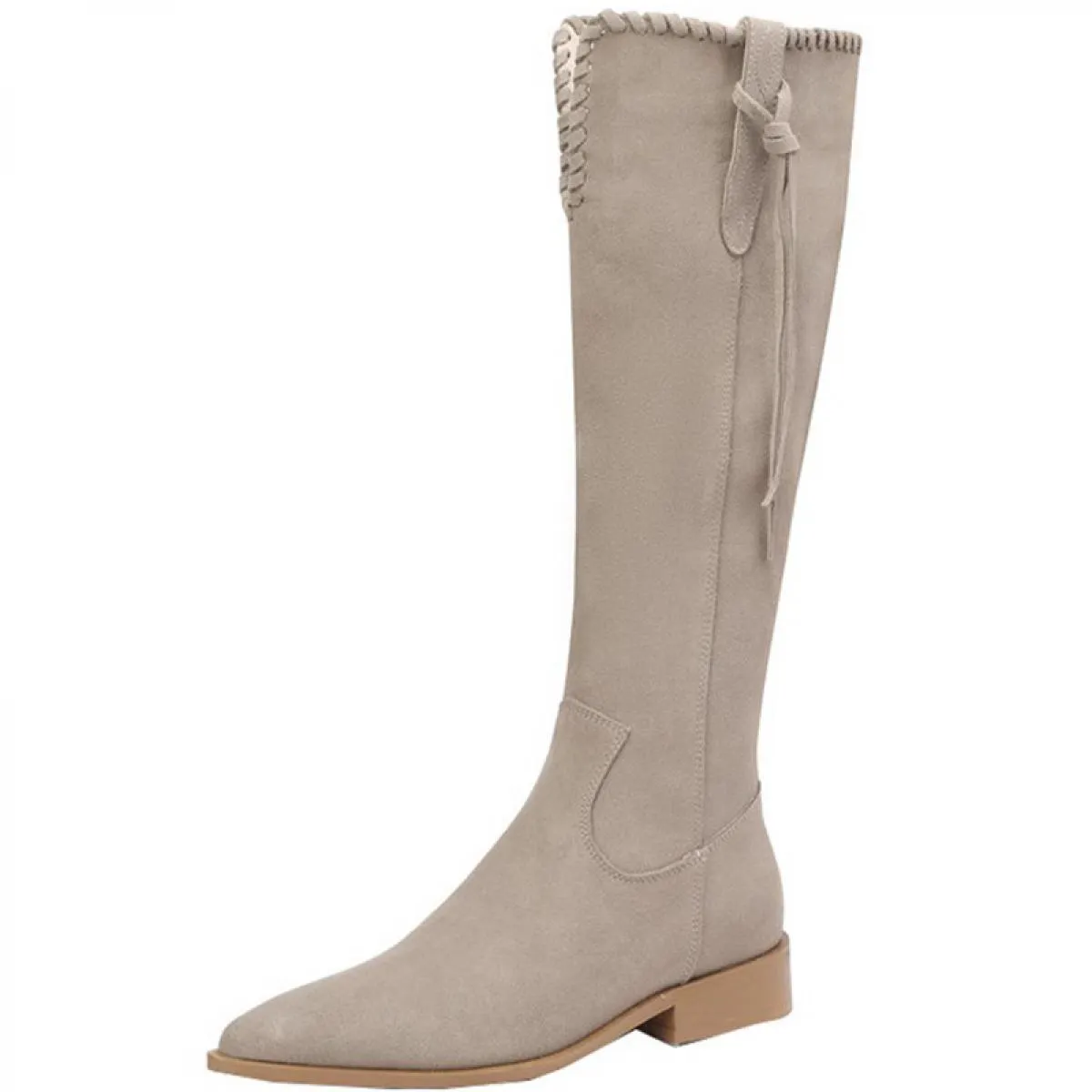 Donna Inverno Tacco medio Scarpe alte al ginocchio Stivali da moto in pelle scamosciata moda 2023 Nuova tendenza Goth Stivali Ch