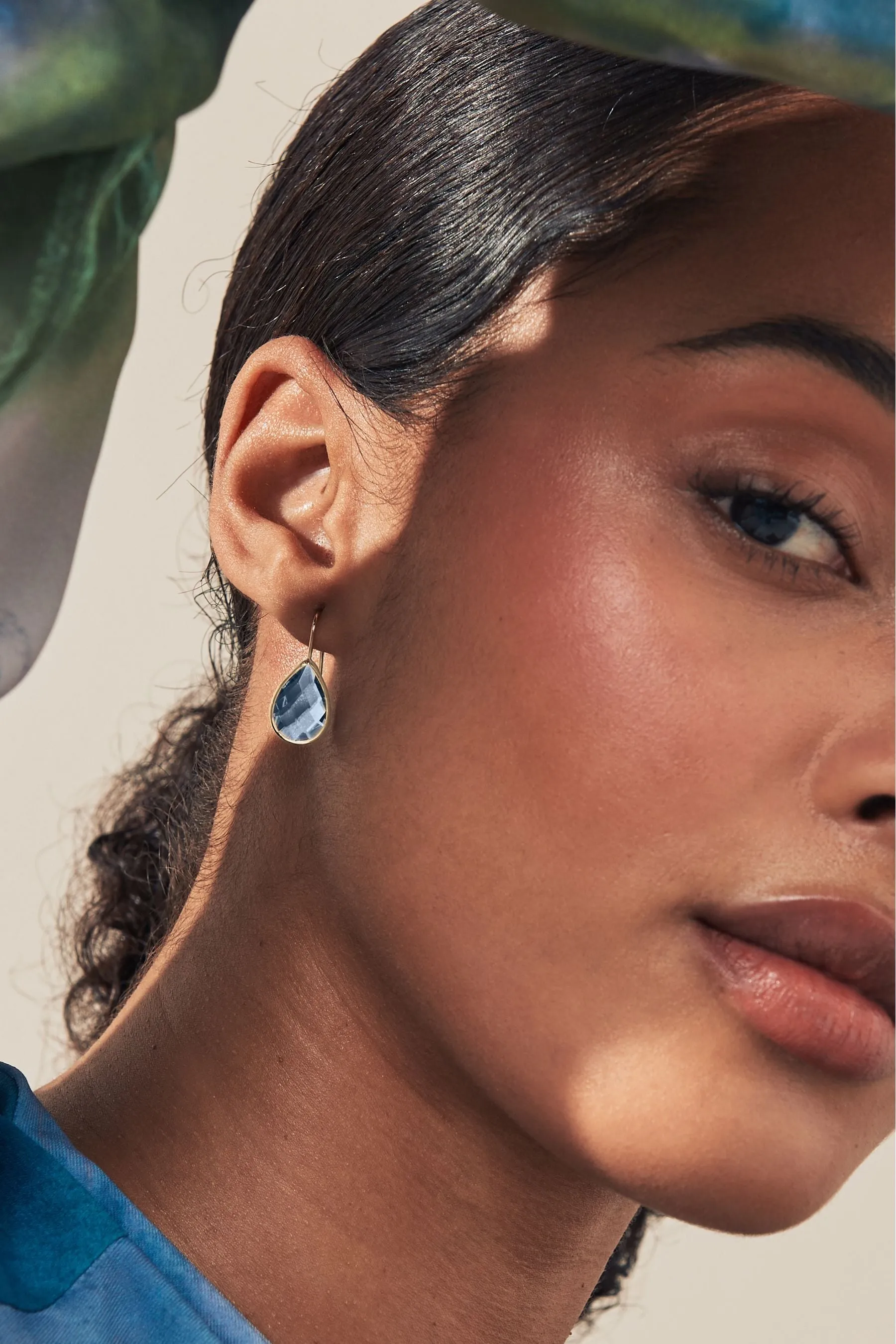 Dorato  - Orecchini a Blu Stone a goccia
