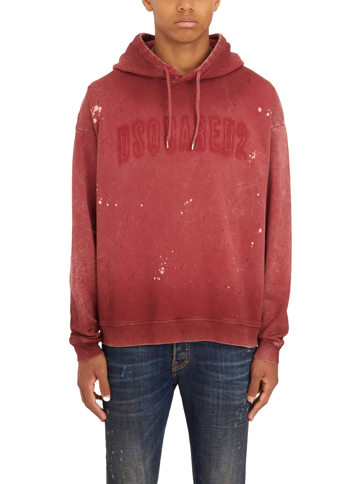 DSQUARED  FELPA CON CAPPUCCIO IN COTONE 