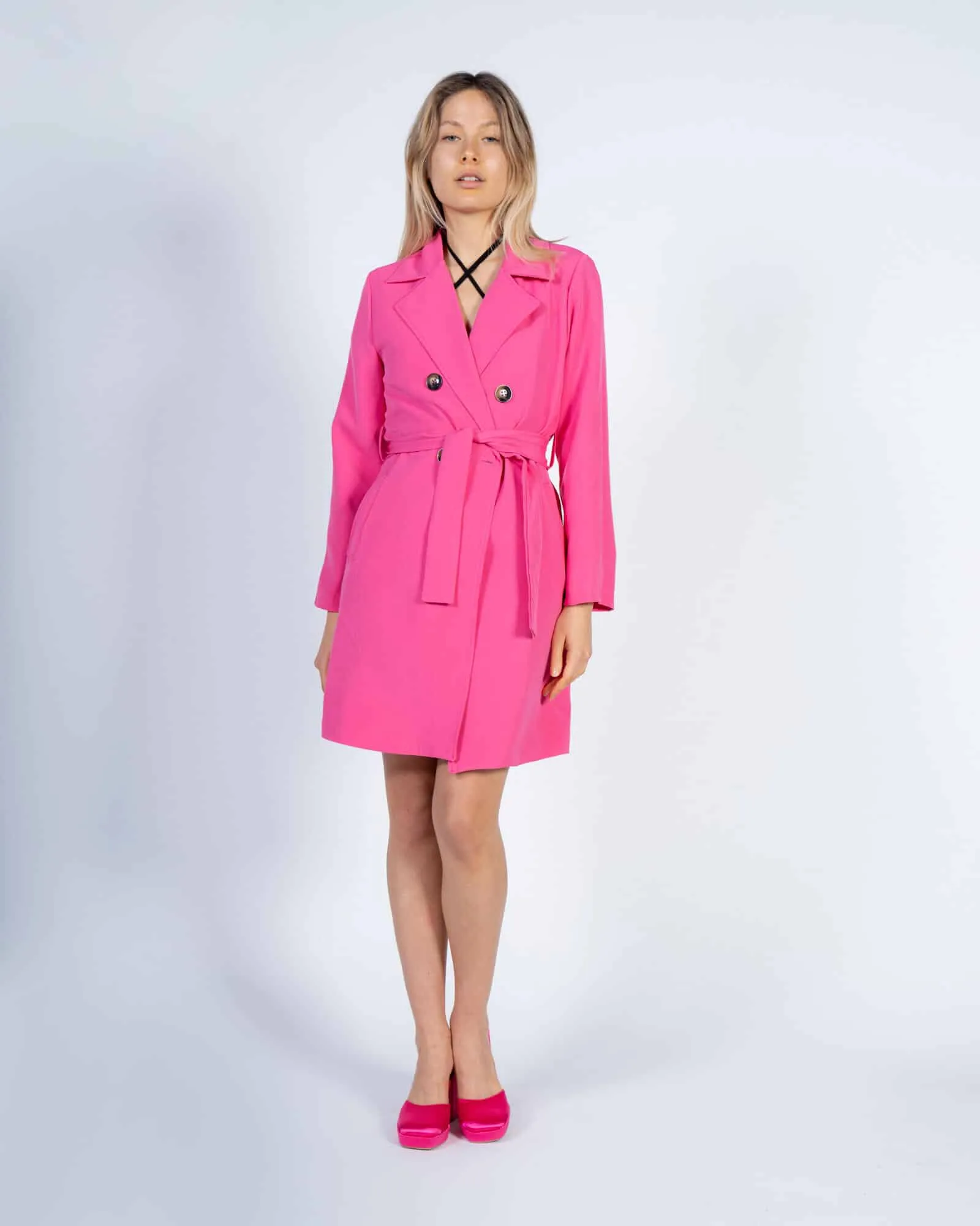 Décolleté con tacco e punta quadrata - Fucsia