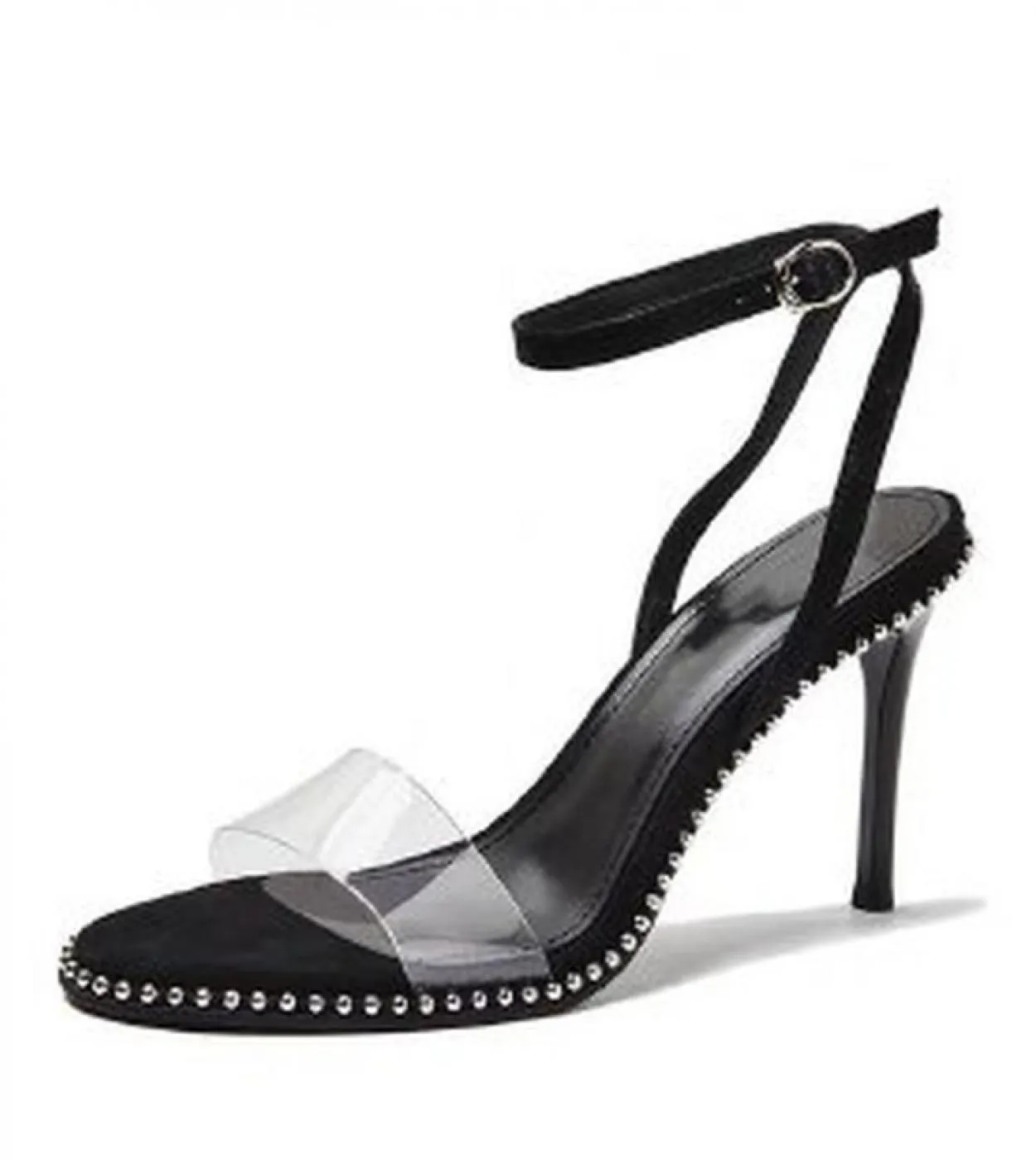 E stile scarpe estive retrò con tacco alto Rivetti in metallo Décolleté Oneword trasparenti con tacco a spillo