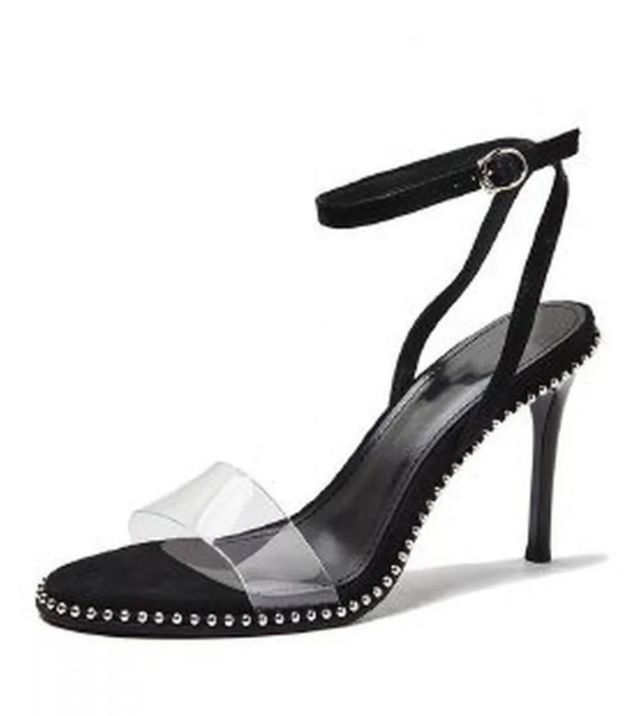 E stile scarpe estive retrò con tacco alto Rivetti in metallo Décolleté Oneword trasparenti con tacco a spillo