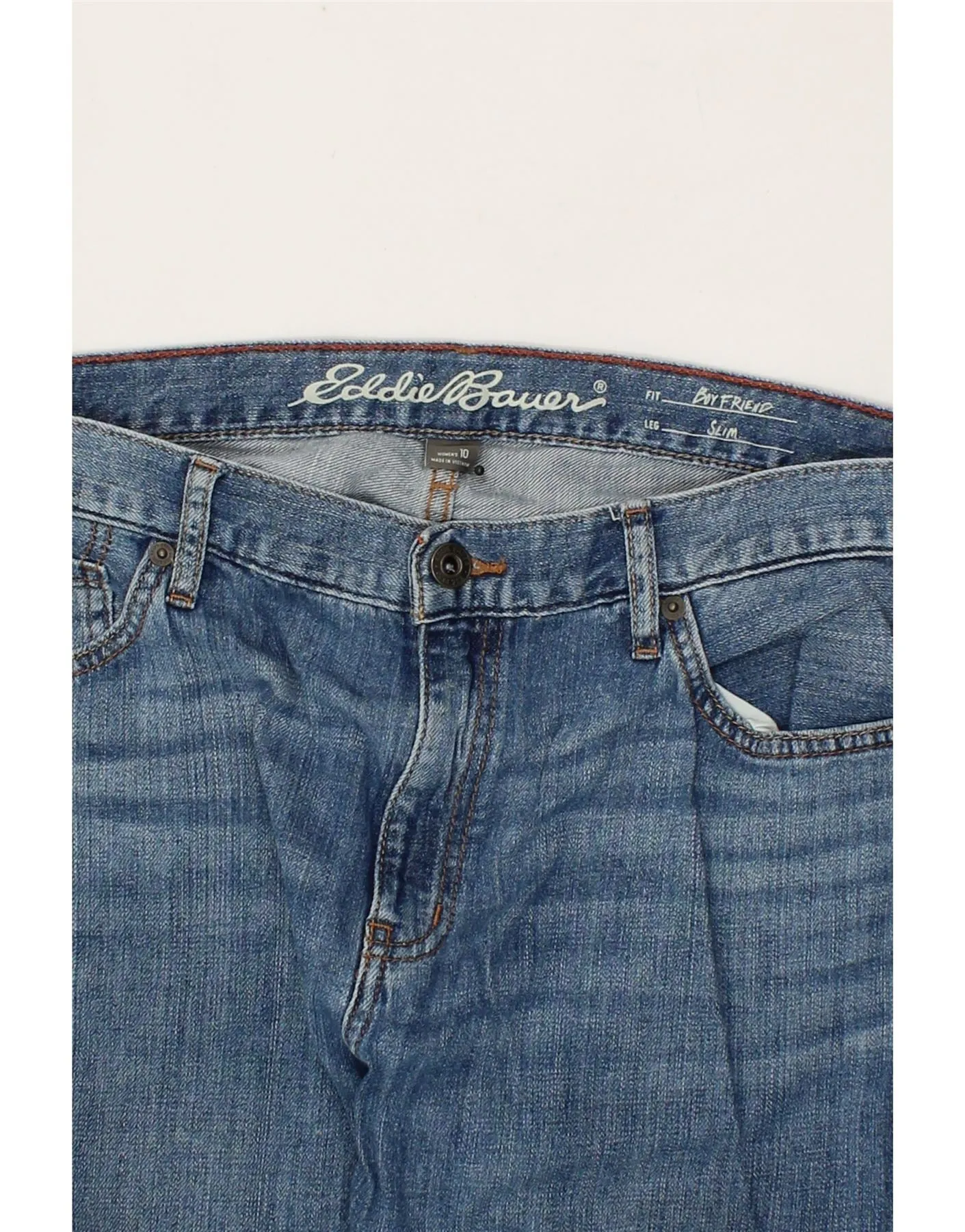 EDDIE BAUER Womens Boyfriend Slim Jeans US 10 Large W34 L30 Blue Cotton