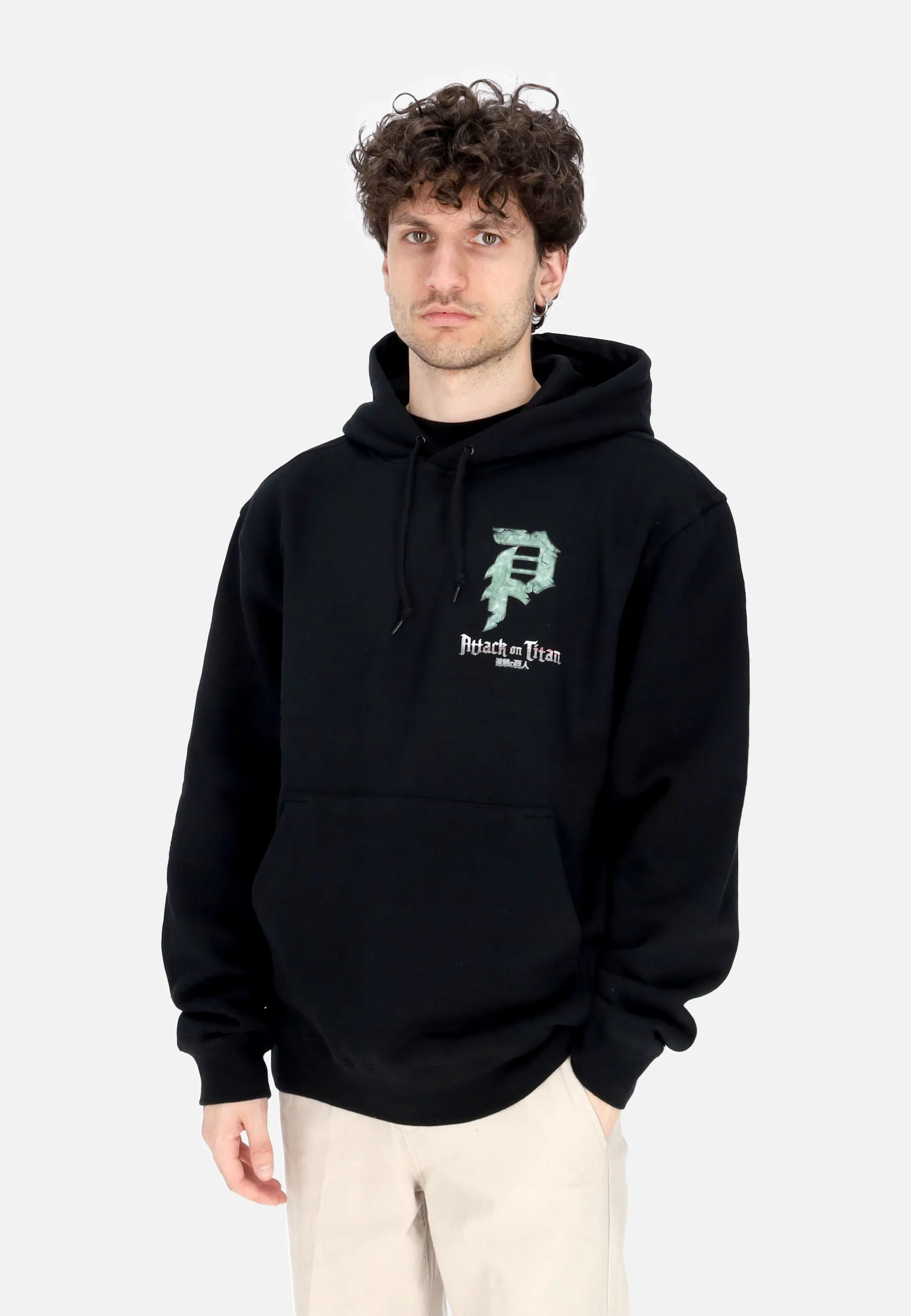 Felpa Cappuccio Uomo Reiner Dirty P Hoodie X Attack On Titan Black