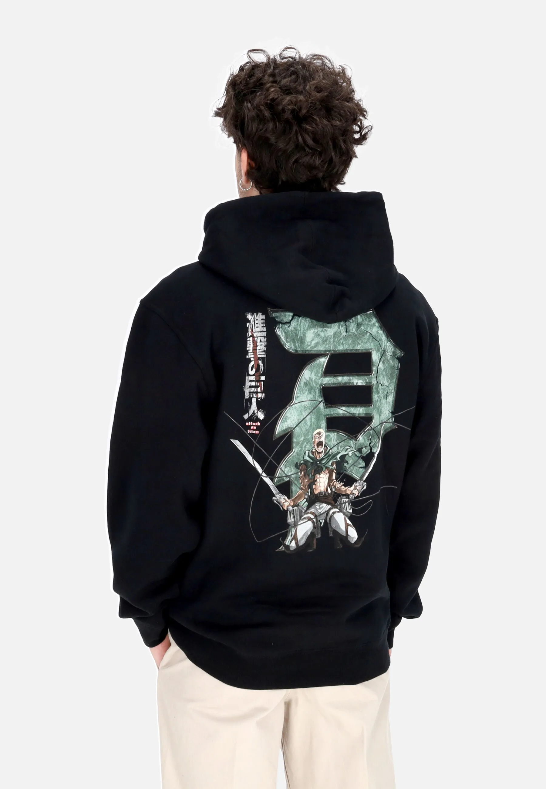 Felpa Cappuccio Uomo Reiner Dirty P Hoodie X Attack On Titan Black