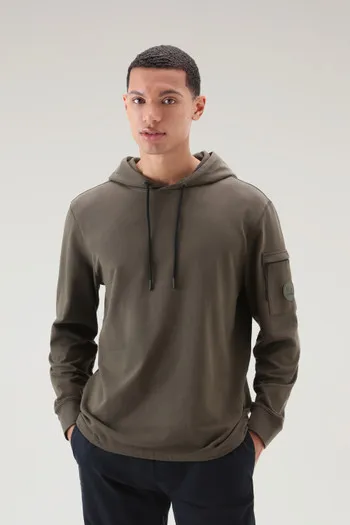 Felpa in puro cotone con tasca con zip                                                                                Dark Green