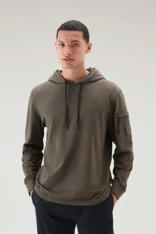 Felpa in puro cotone con tasca con zip                                                                                Dark Green