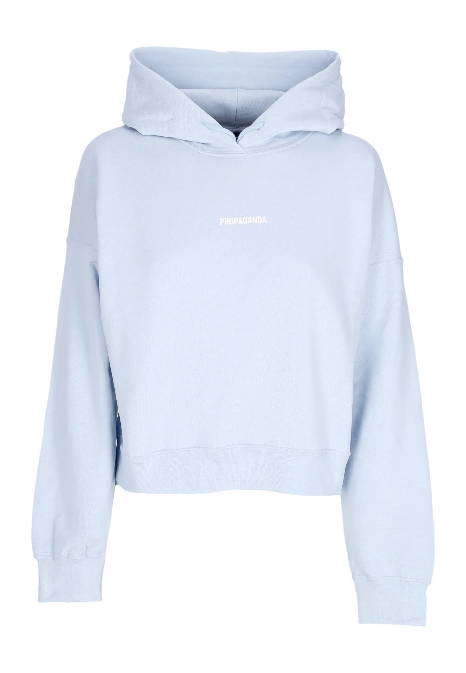 Felpa Leggera Cappuccio Corta Donna W Ribs Crop Top Hoodie Sky
