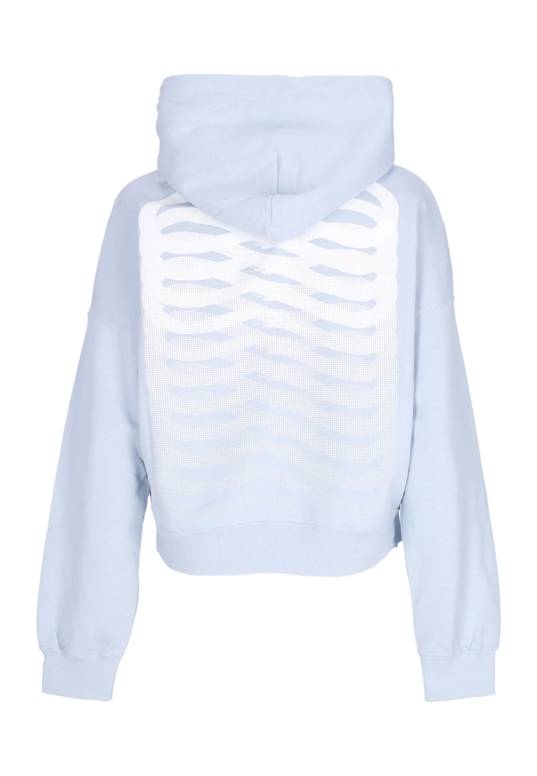 Felpa Leggera Cappuccio Corta Donna W Ribs Crop Top Hoodie Sky