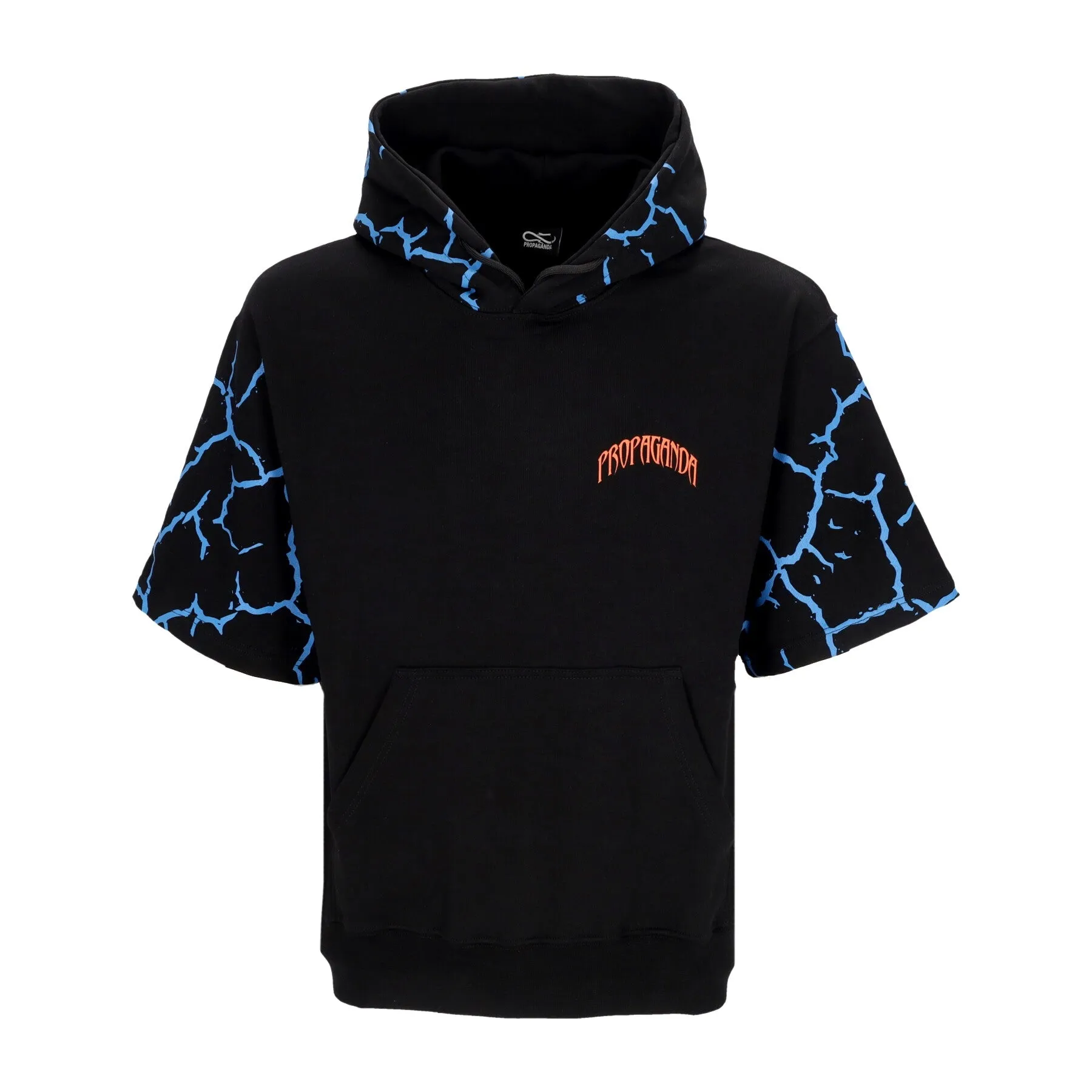 Felpa Leggera Cappuccio Manica Corta Uomo Triangle Gorilla Short Hoodie Black