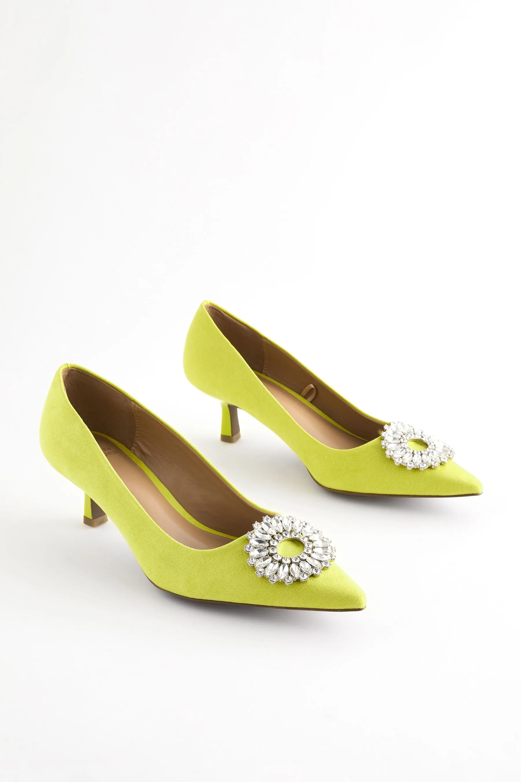 Forever Comfort - Scarpe con tacco a rocchetto e finiture con gioielli
