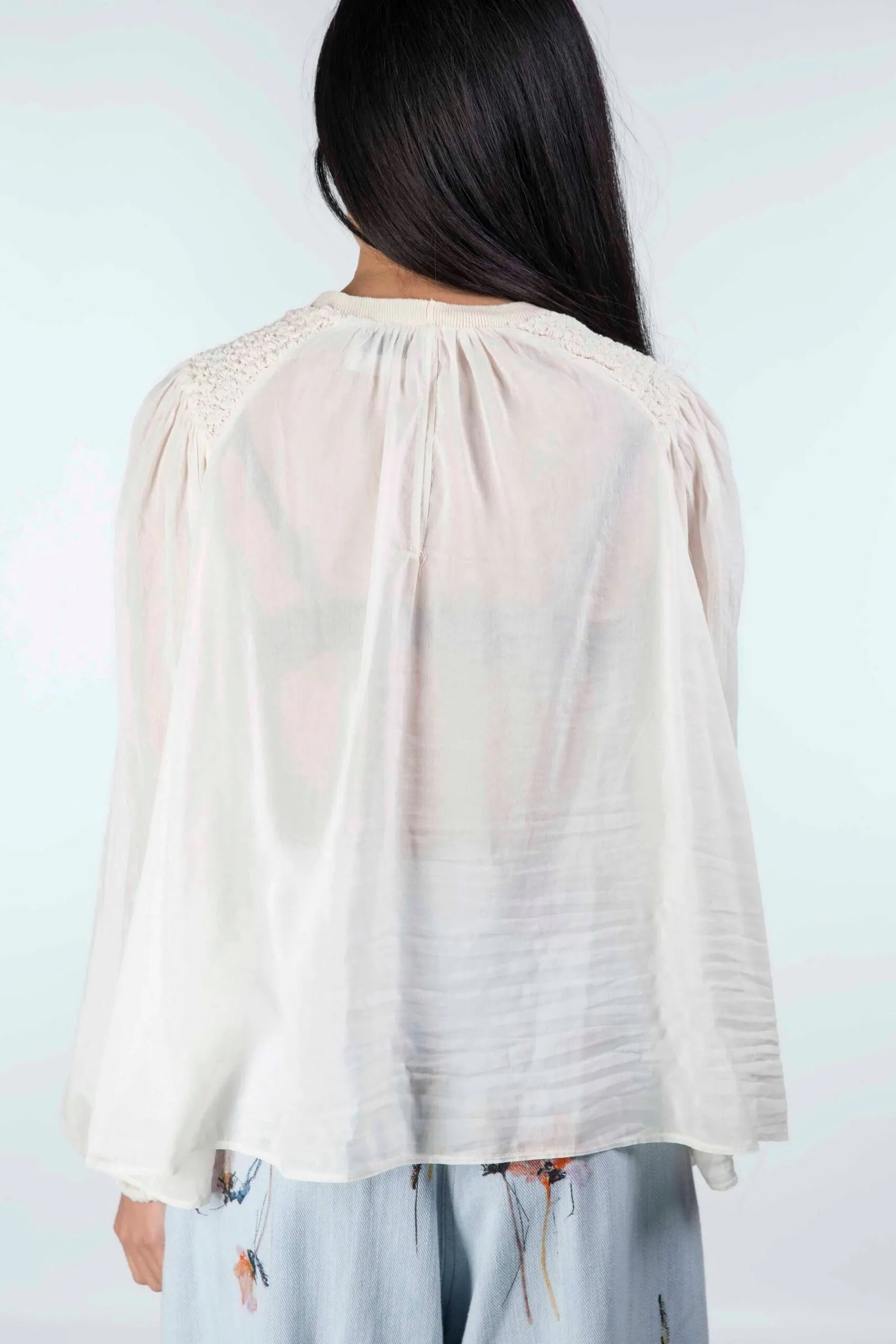 FORTE_FORTE  Camicia con punto smoke variante colore Avorio