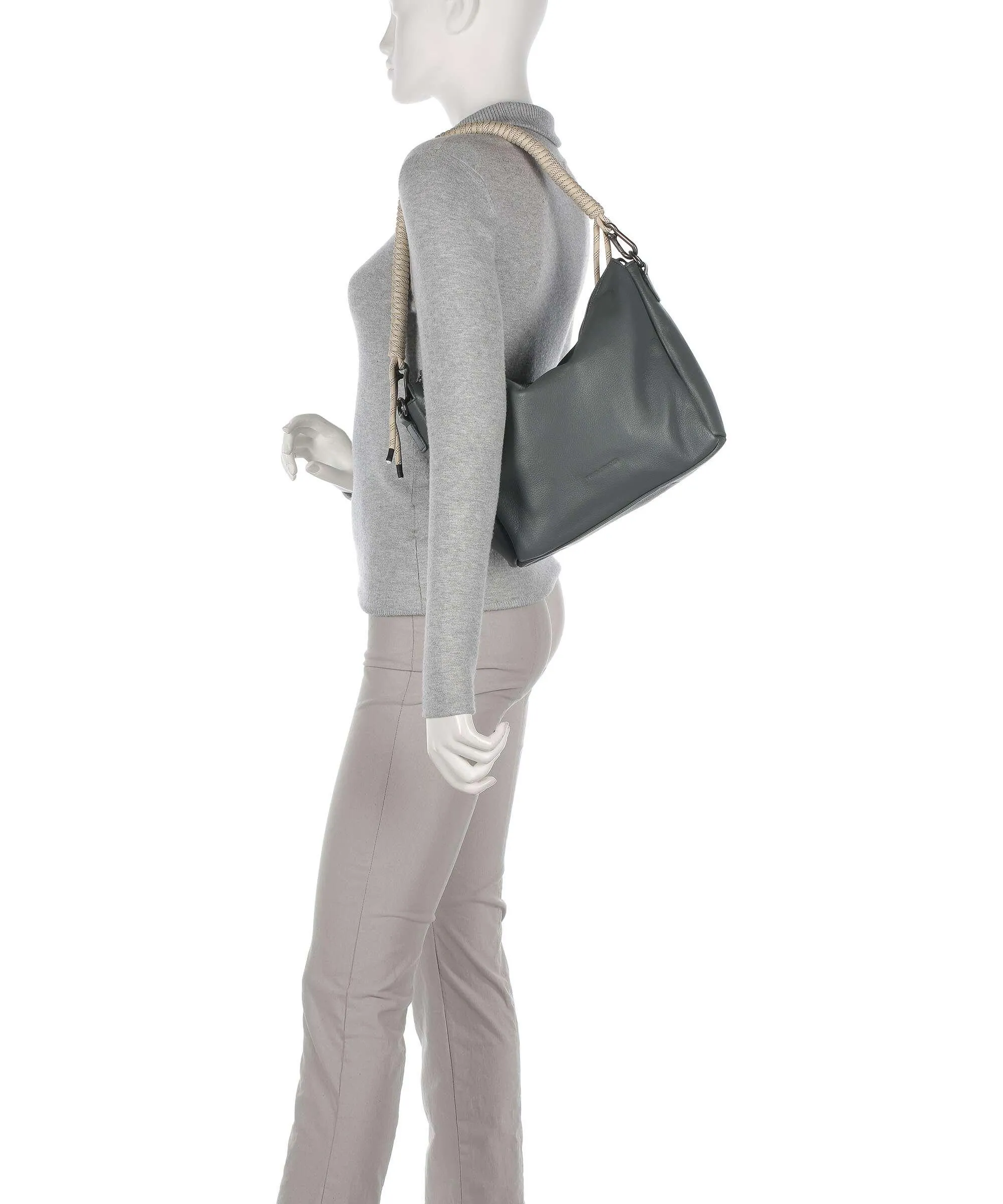  FredsBruder Nea Borsa hobo pelle di vacchetta grana grigio scuro  