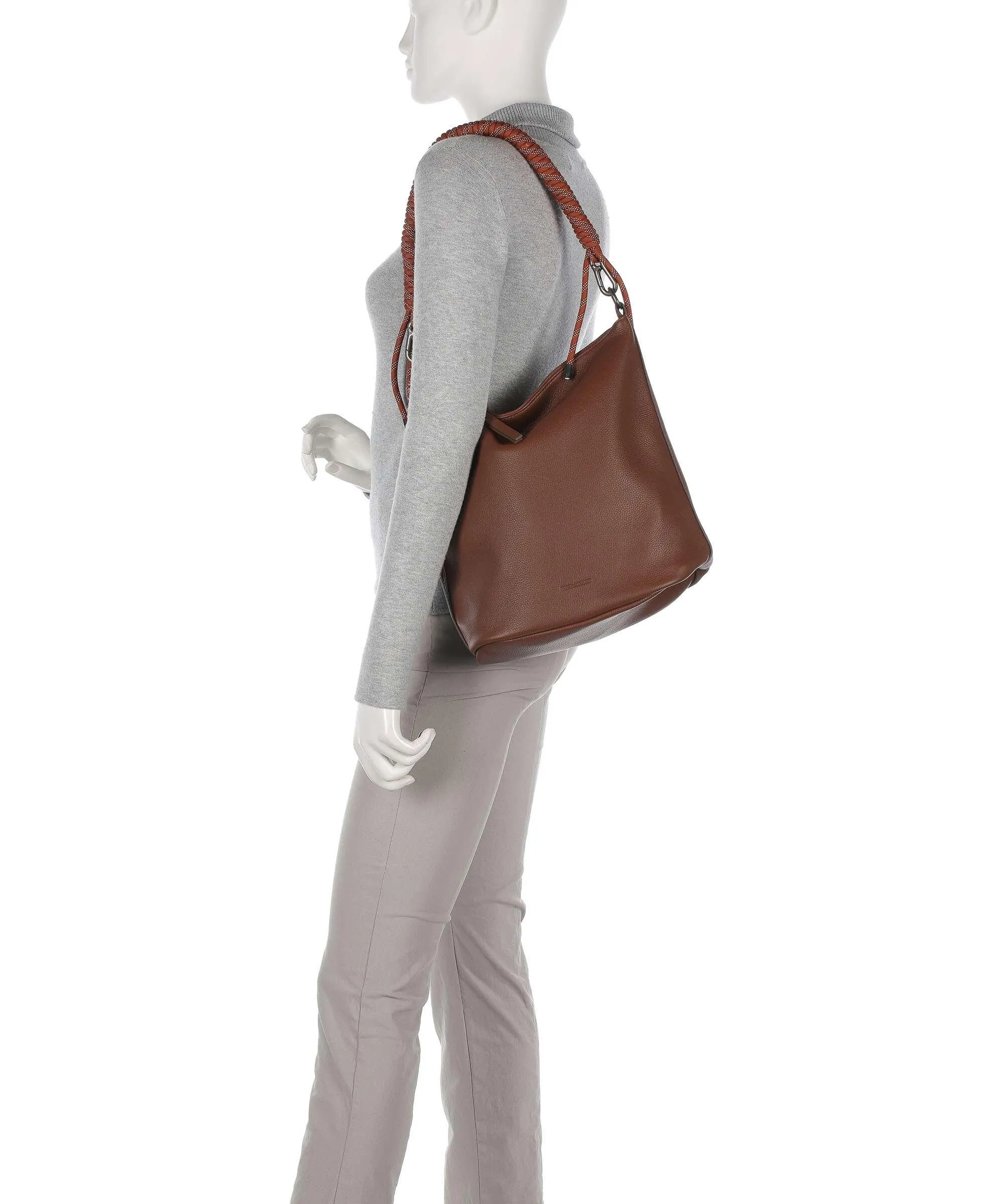  FredsBruder Nea Borsa hobo pelle granulata marrone  