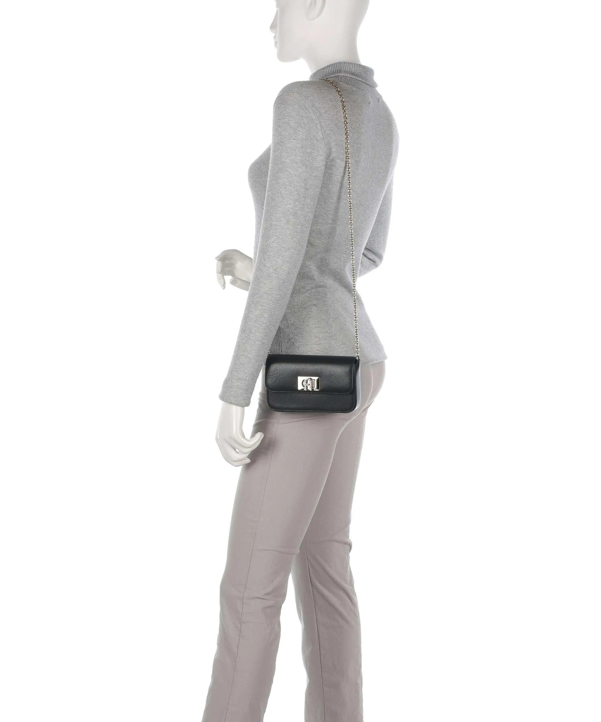  Furla 1927 Mini Borsa a tracolla pelle a grana fine nero  