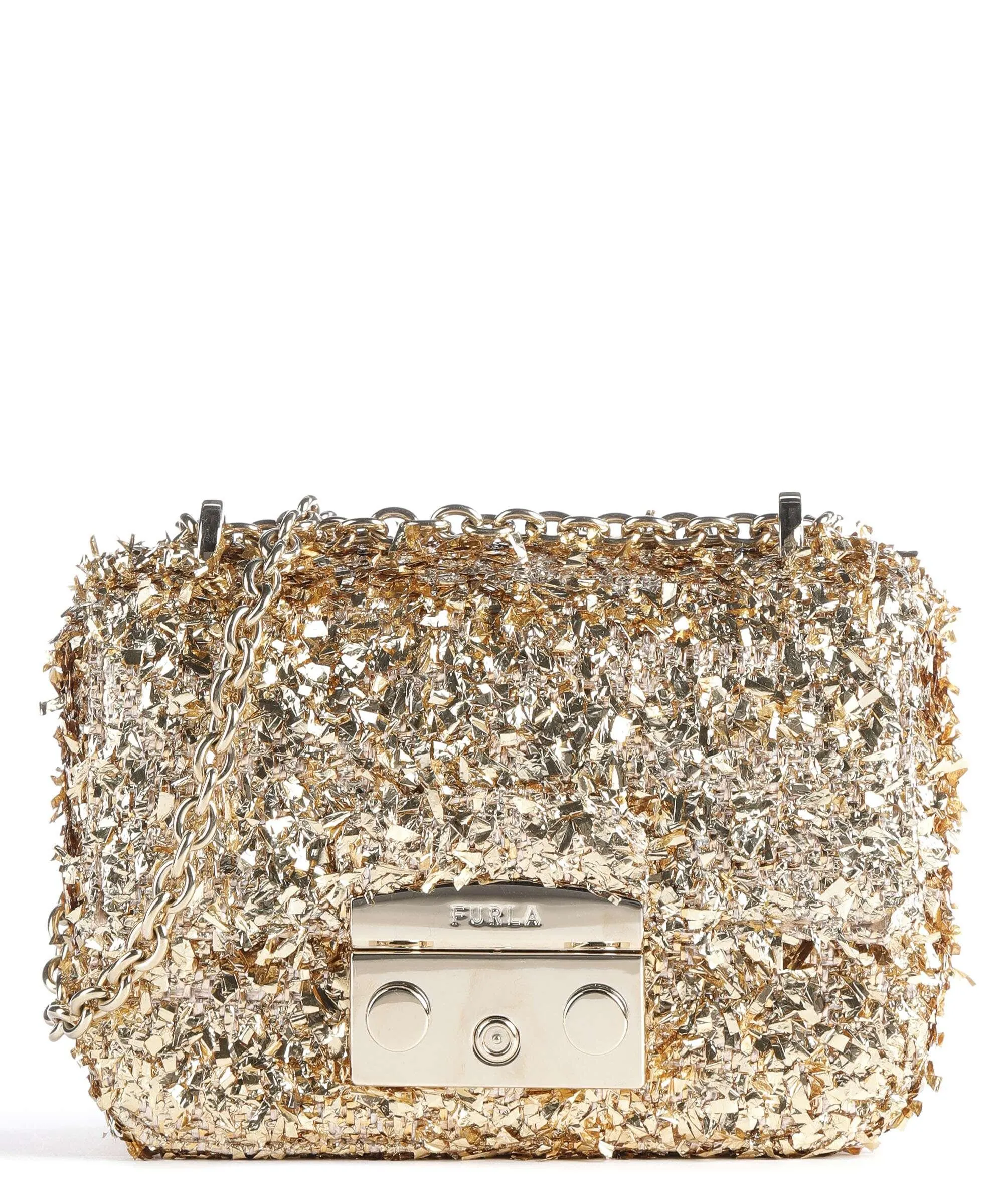  Furla Metropolis Mini Borsa a spalla tissu oro  