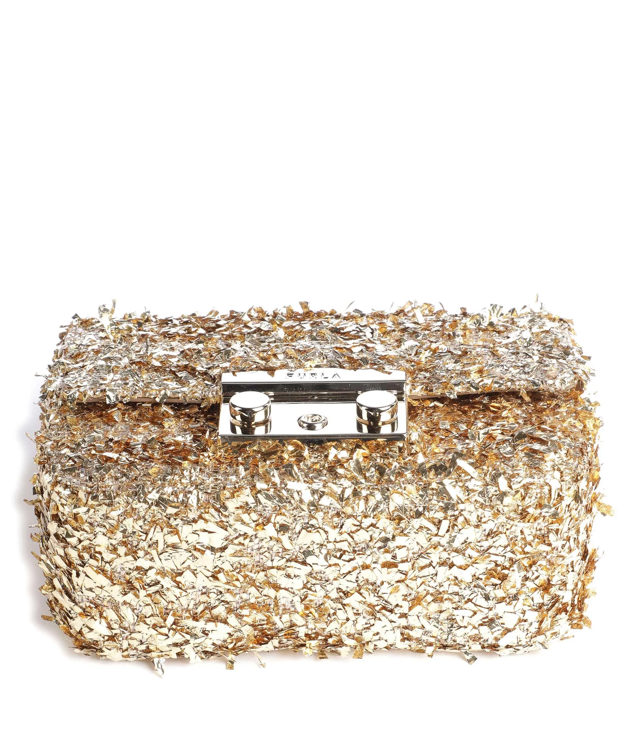  Furla Metropolis Mini Borsa a spalla tissu oro  