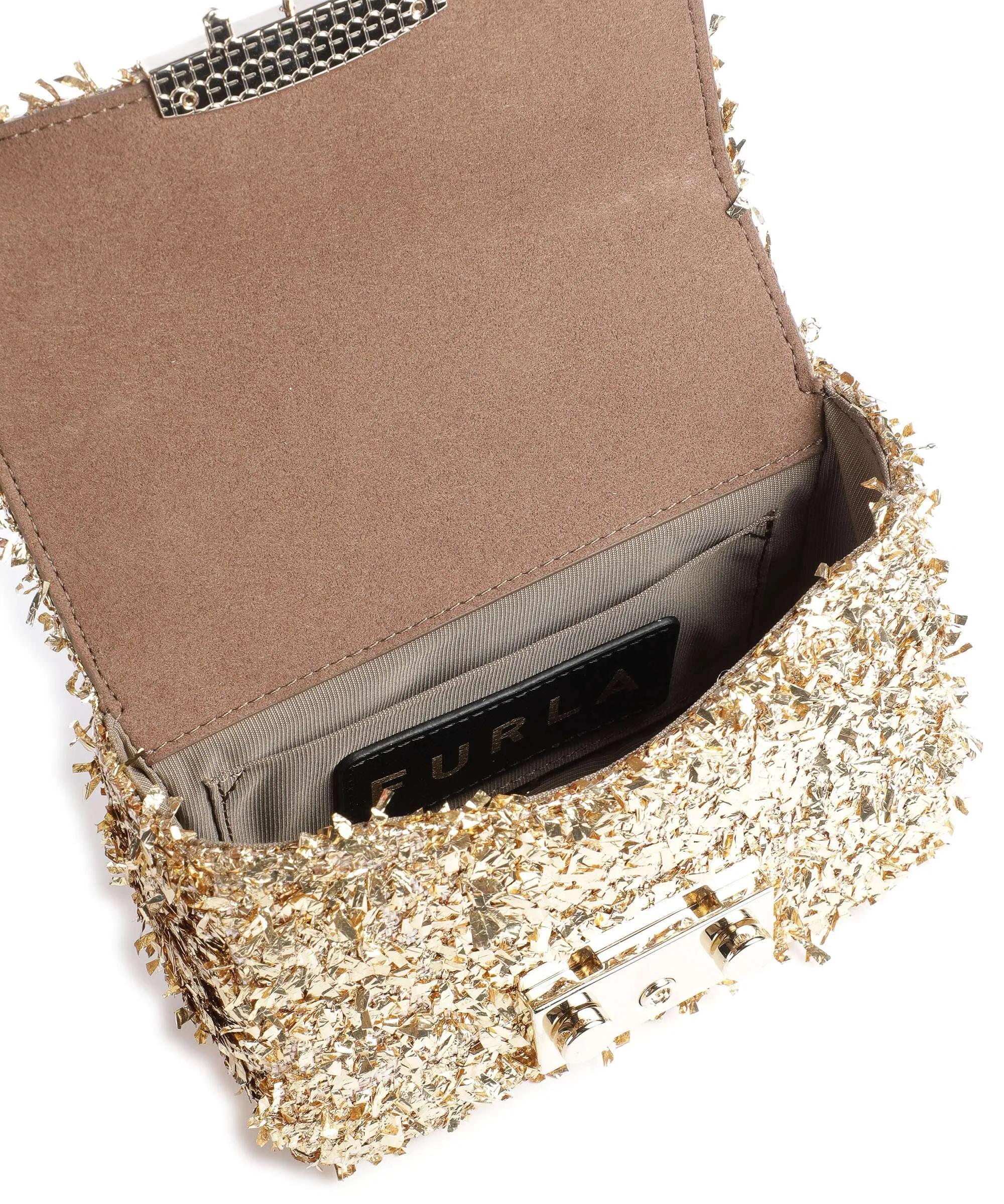  Furla Metropolis Mini Borsa a spalla tissu oro  