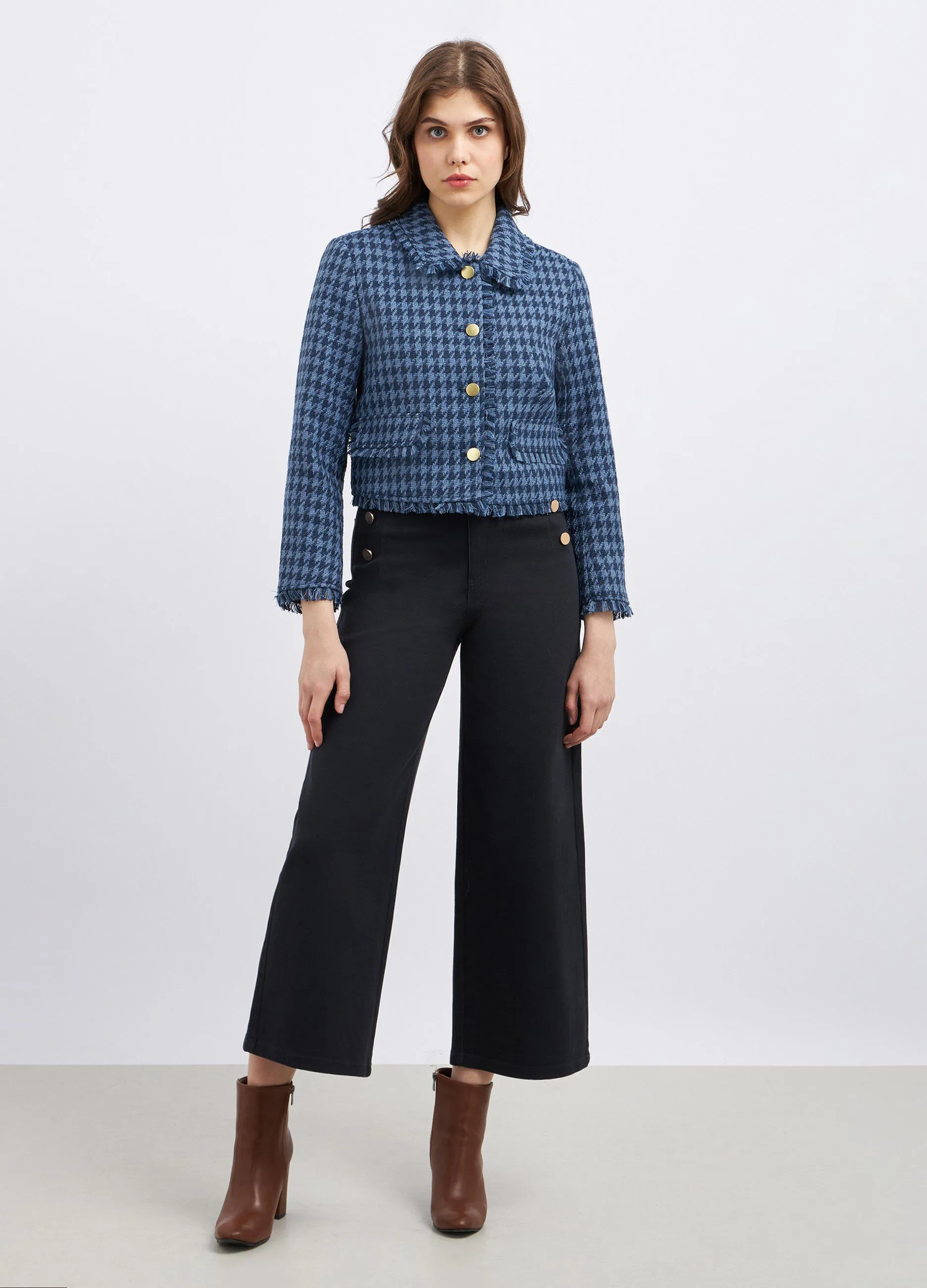 Giacca corta pied de poule donna